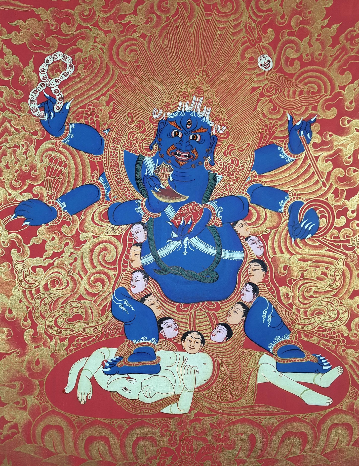 Black Mahakala Thangka Painting - Hand-Painted Protector of Wisdom