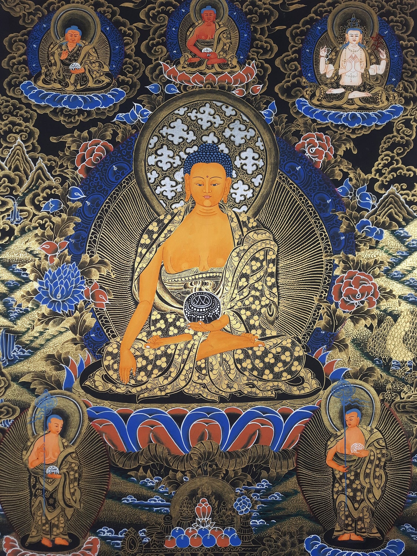 Hand Painted Shakyamuni Buddha Thangka Painting, Tibetan Wall Art