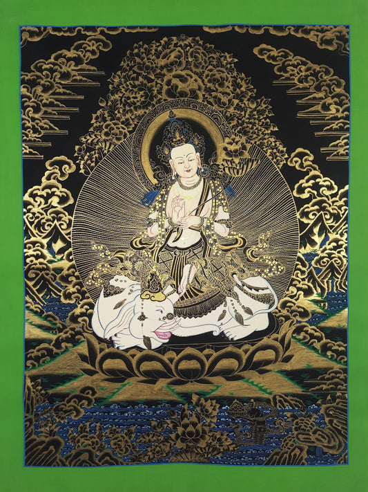 Hand-Painted Pu Xian Thangka: Kindness Buddha Painting, Tibetan Art