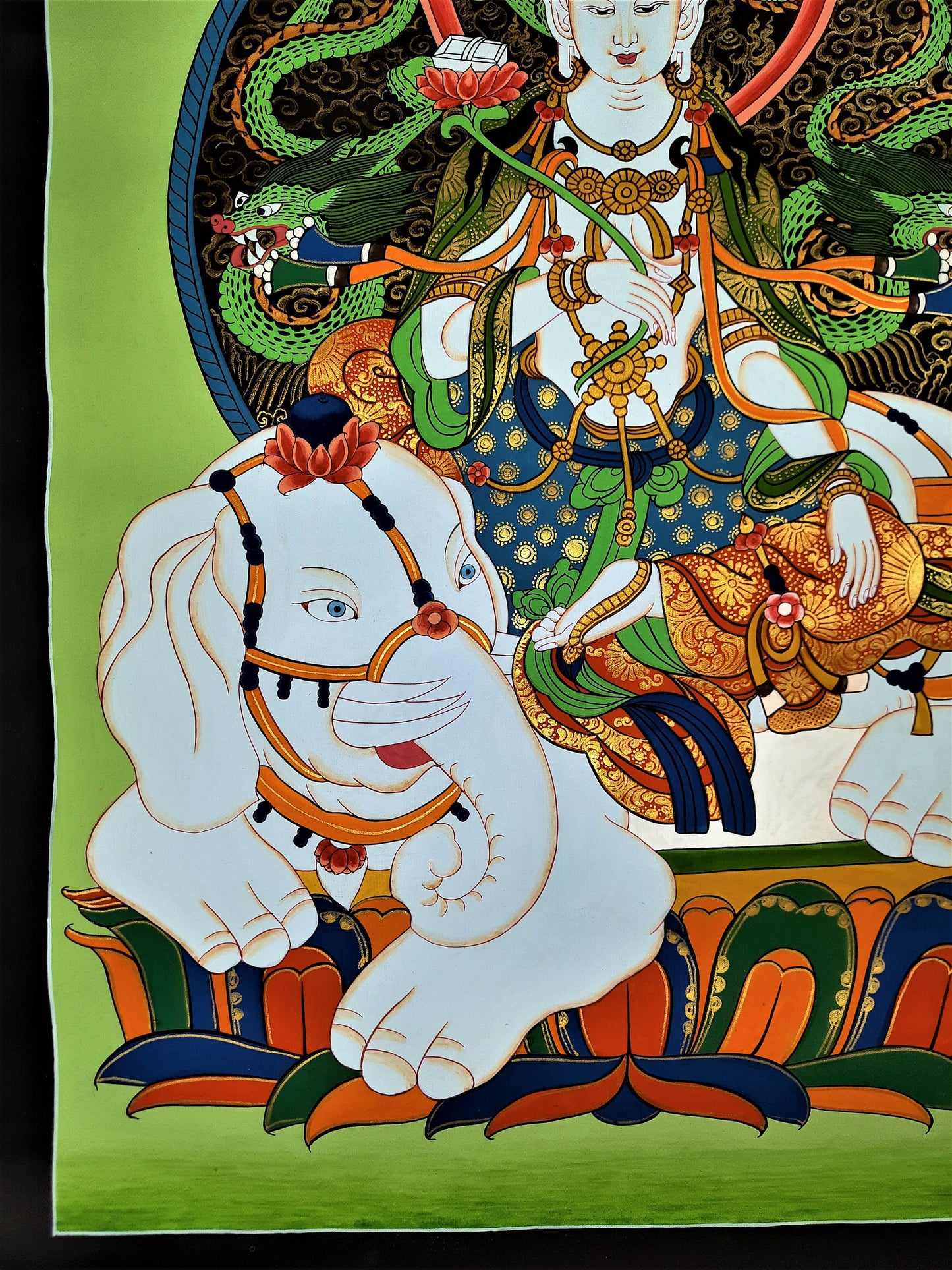 Hand-Painted Pu Xian Thangka: Kindness Buddha, Meditation Art from Nepal