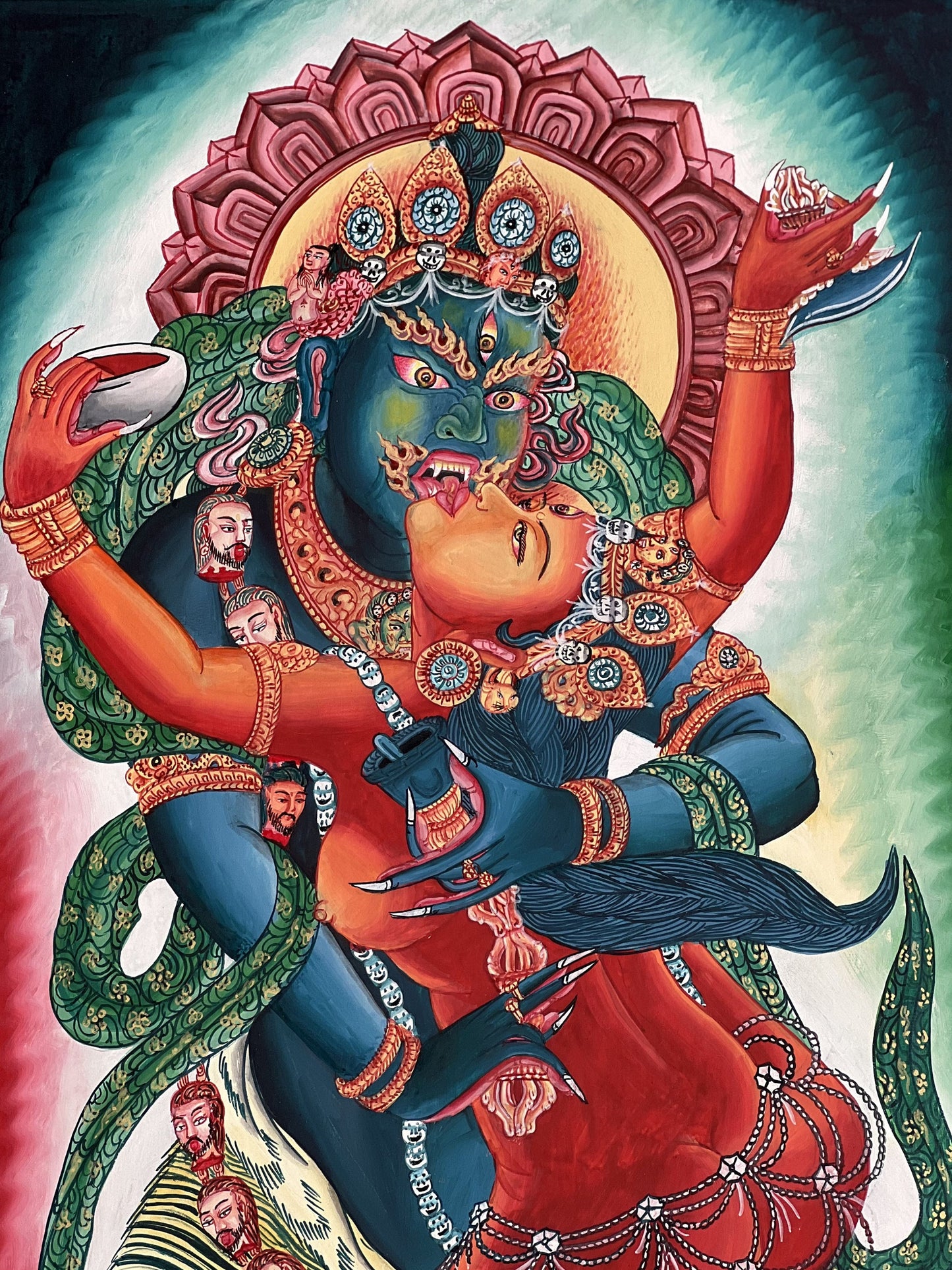 Chakrasamvara Shakti Yab-Yum Thangka | Newari Paubha Painting | Union of Bliss and Emptiness | Nepal Masterpiece