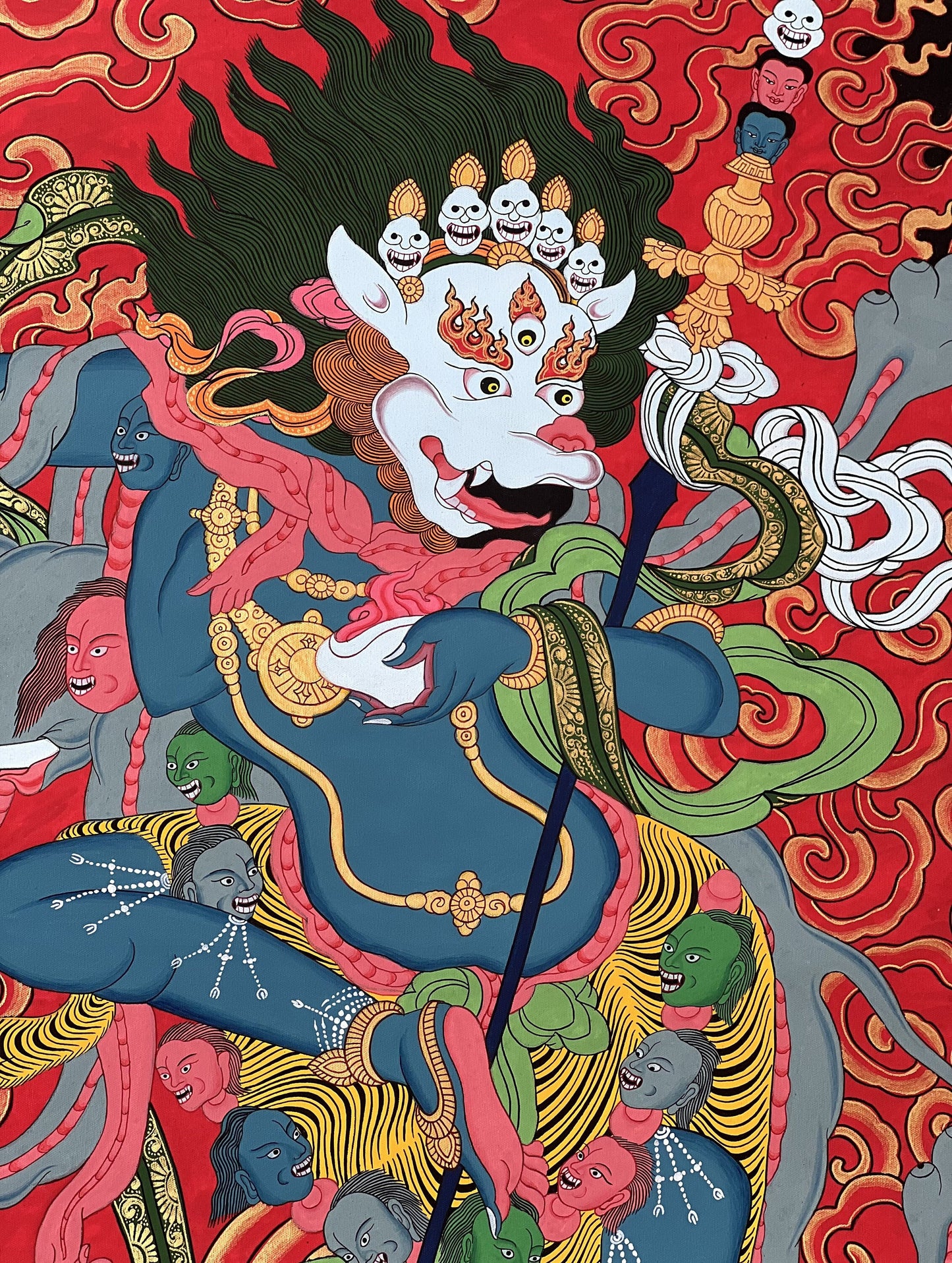 Handmade Simhamukha Thangka Painting - Lion Face Dakini, Tibetan Art