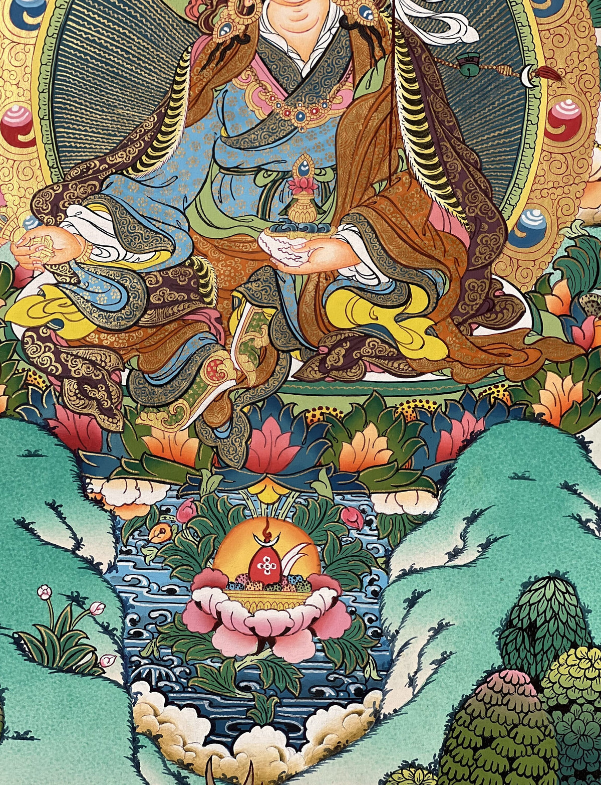 Guru Rinpoche Thangka Painting, Original Buddhist Meditation Art