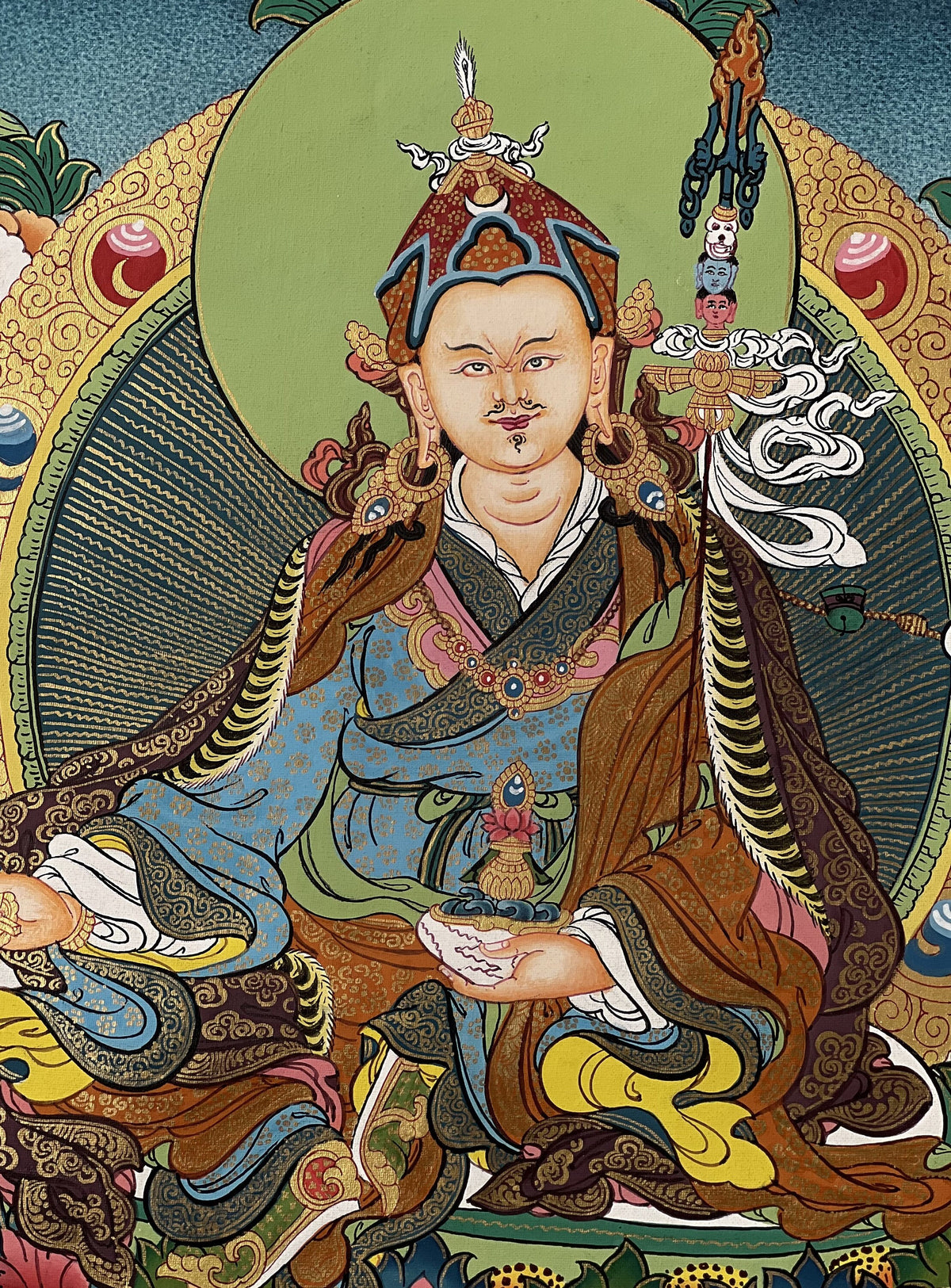 Guru Rinpoche Thangka Painting, Original Buddhist Meditation Art