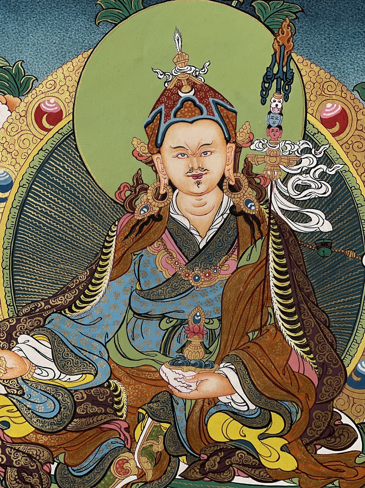 Guru Rinpoche Thangka Painting, Original Buddhist Meditation Art