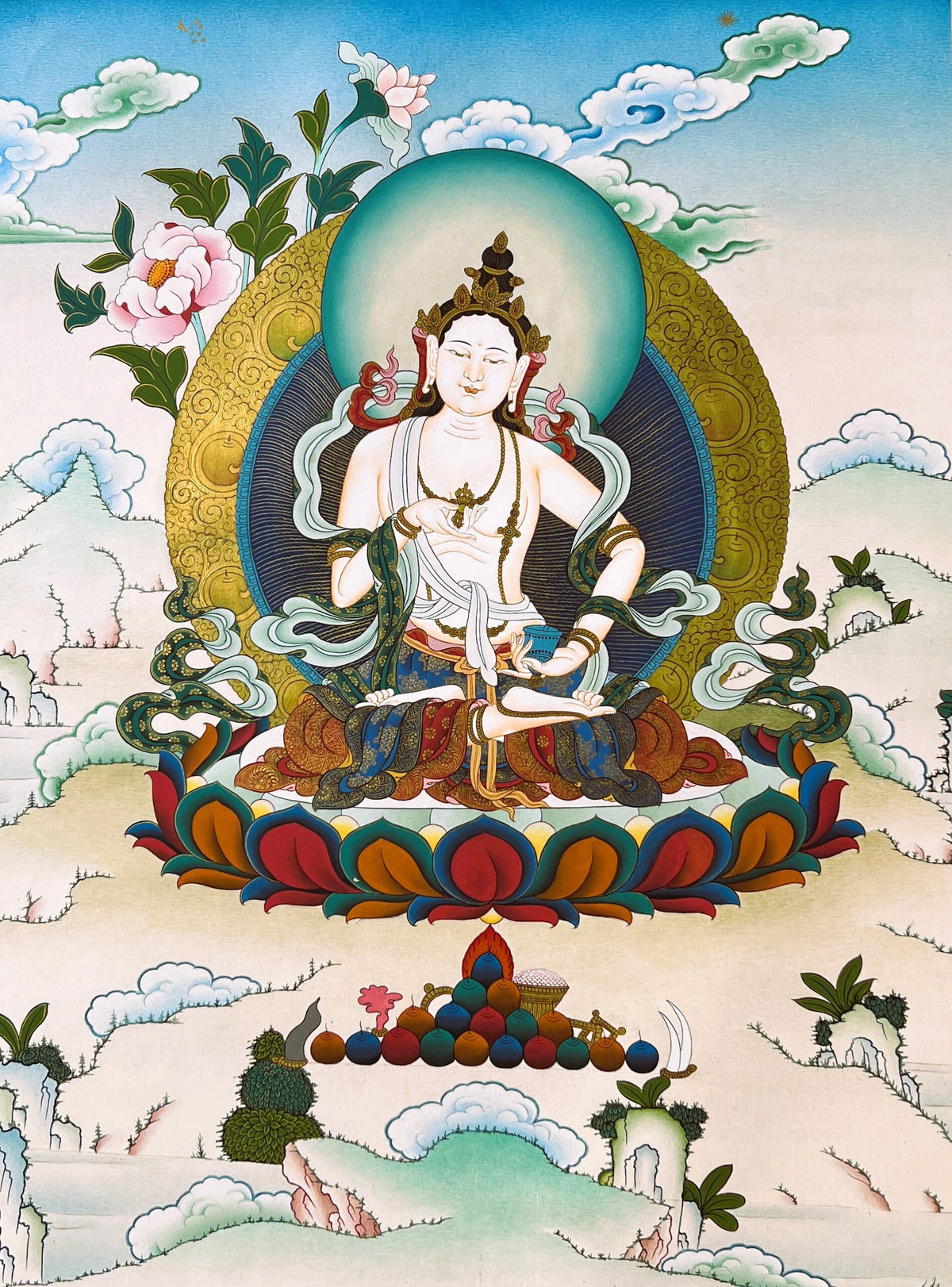 Vajrasattva Thangka Painting Hand Painted Tibetan Buddhist Purification Deity Meditation Wall Art
