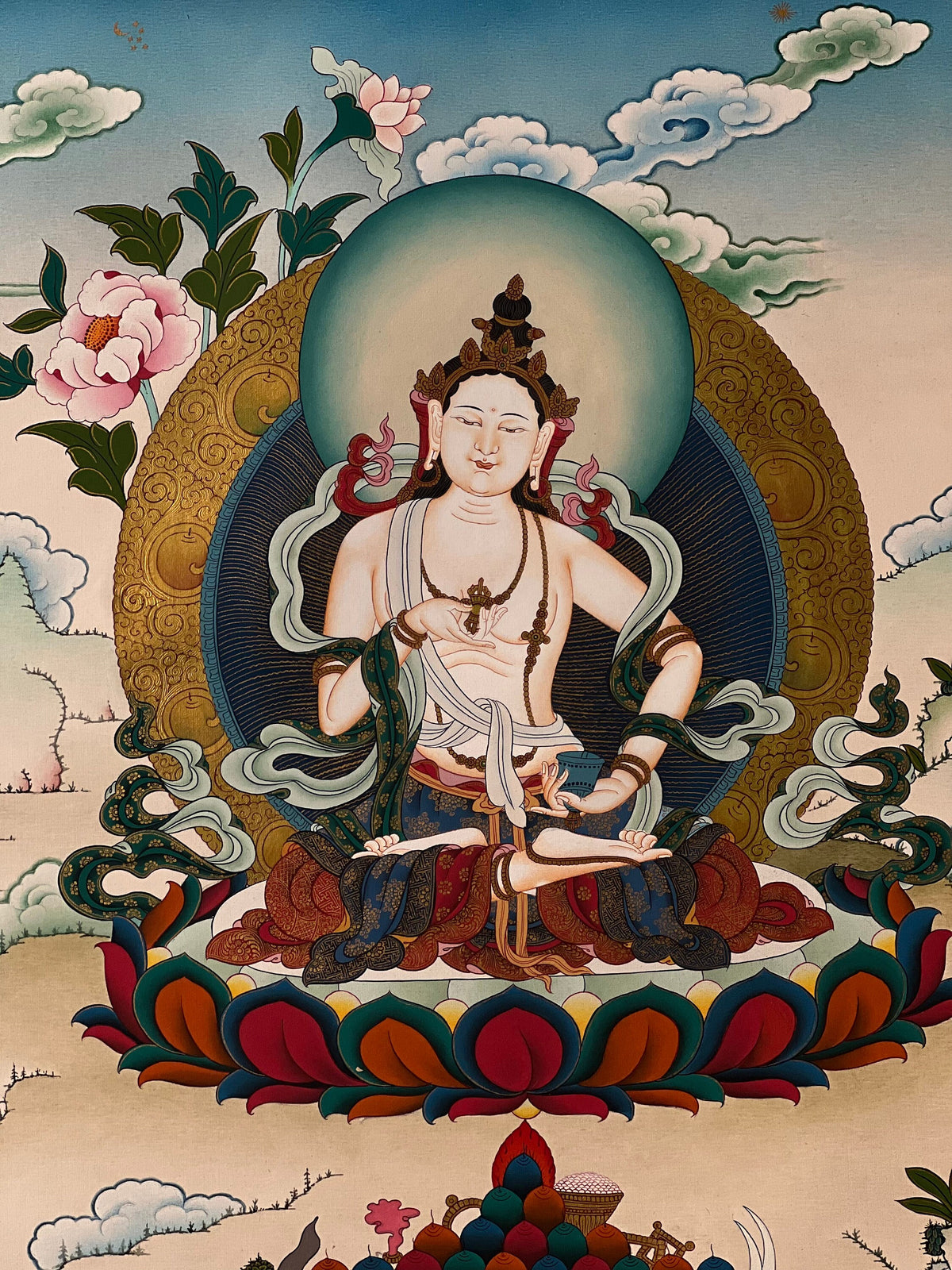 Vajrasattva Thangka Painting Hand Painted Tibetan Buddhist Purification Deity Meditation Wall Art