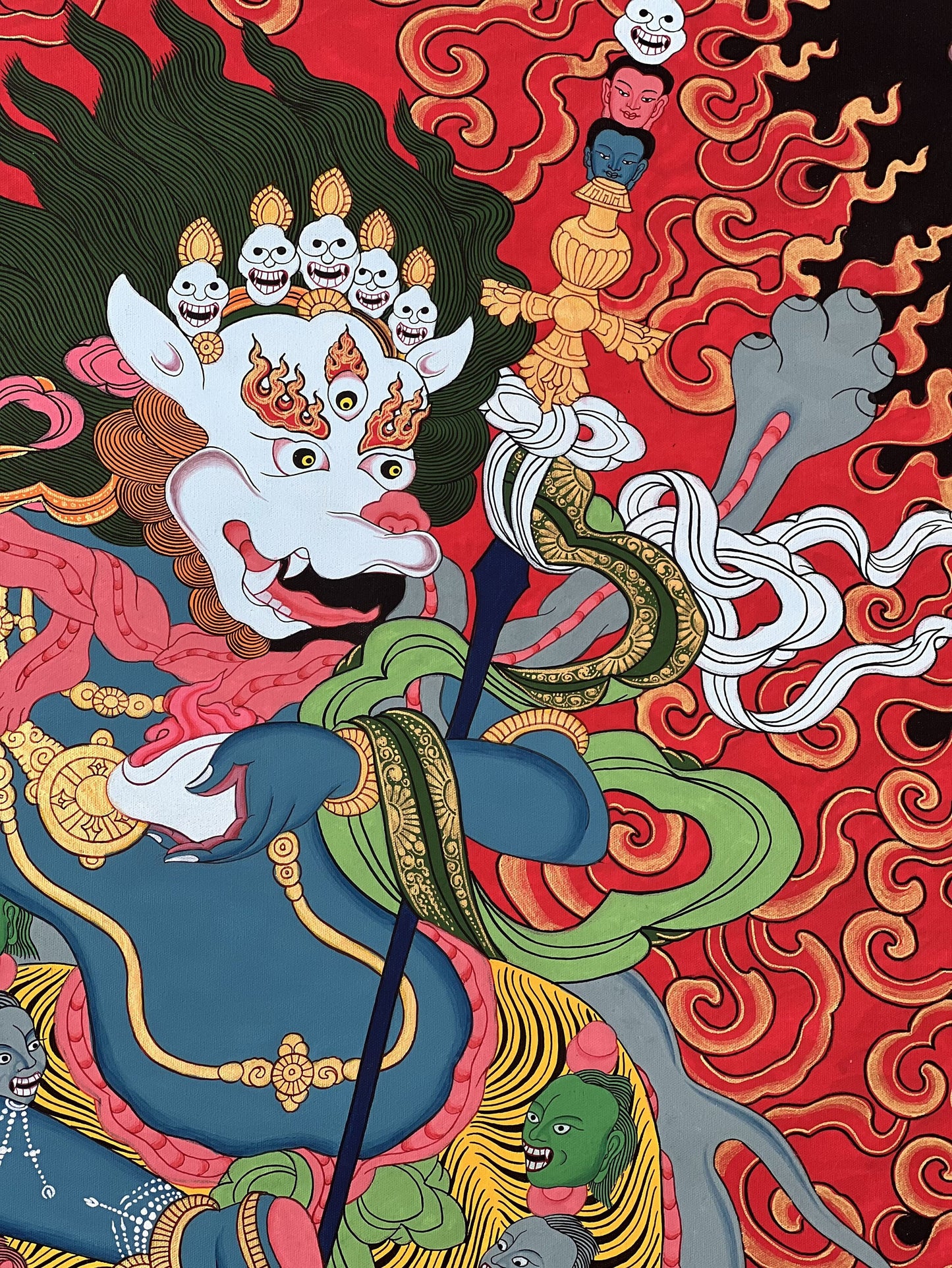 Handmade Simhamukha Thangka Painting - Lion Face Dakini, Tibetan Art