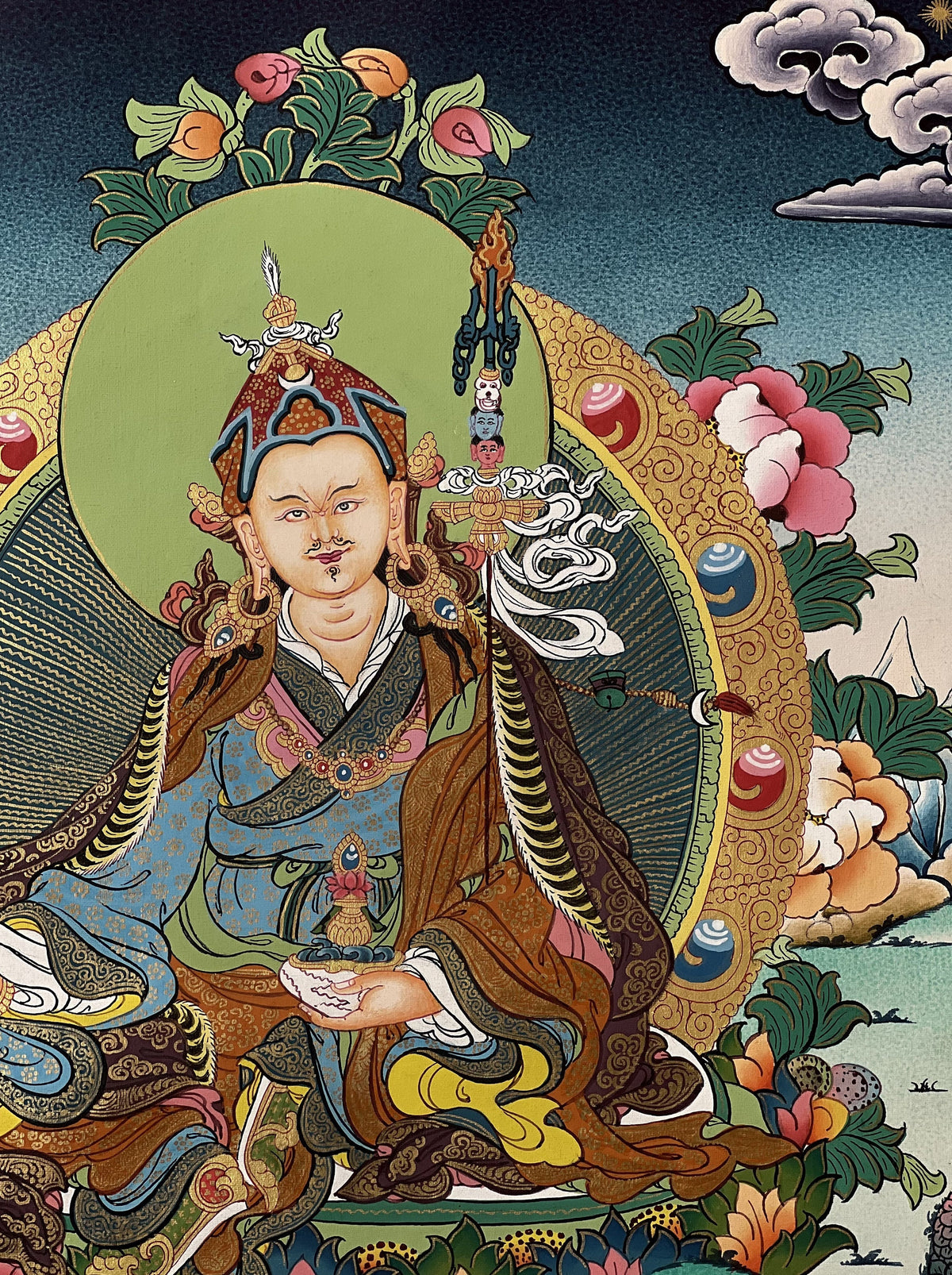 Guru Rinpoche Thangka Painting, Original Buddhist Meditation Art