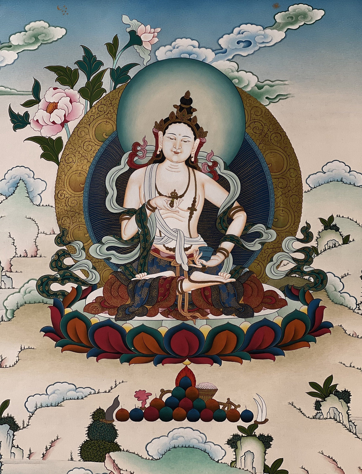 Vajrasattva Thangka Painting Hand Painted Tibetan Buddhist Purification Deity Meditation Wall Art
