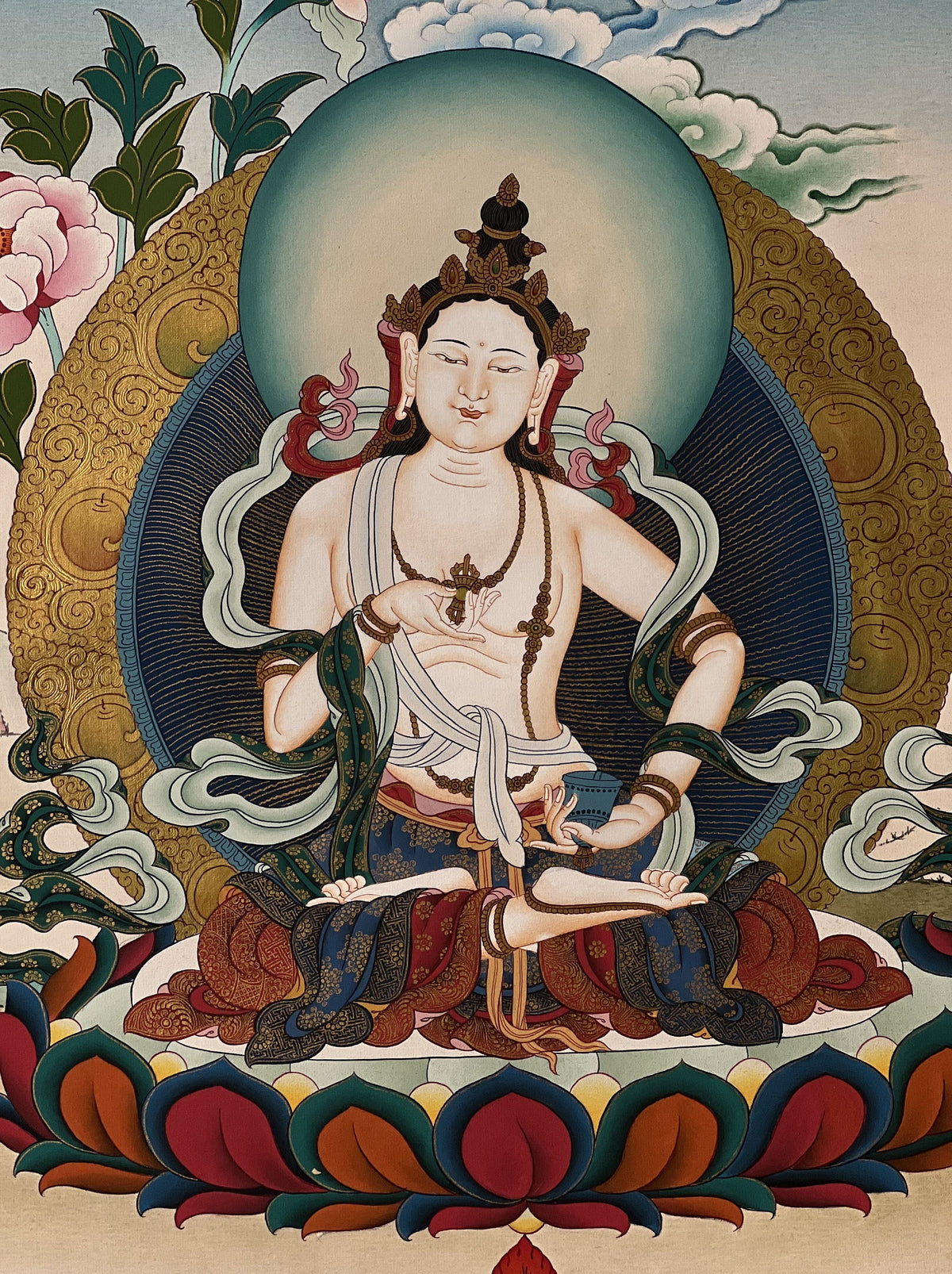Vajrasattva Thangka Painting Hand Painted Tibetan Buddhist Purification Deity Meditation Wall Art
