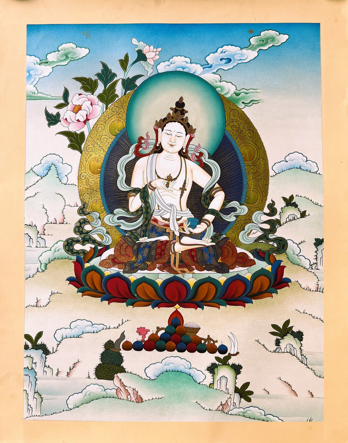 Vajrasattva Thangka Painting Hand Painted Tibetan Buddhist Purification Deity Meditation Wall Art