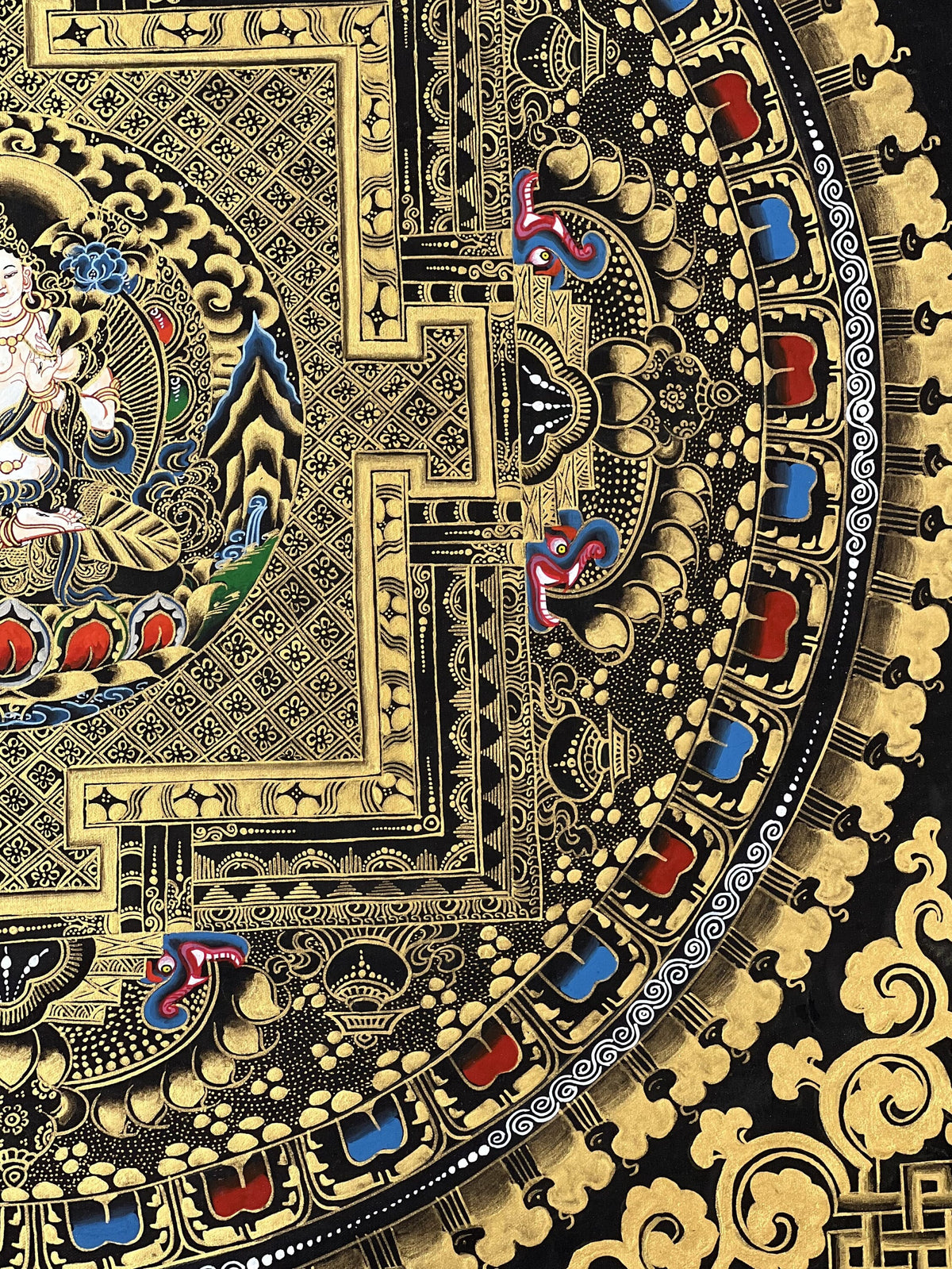 Hand-Painted White Tara Mandala Thangka, Tibetan Art