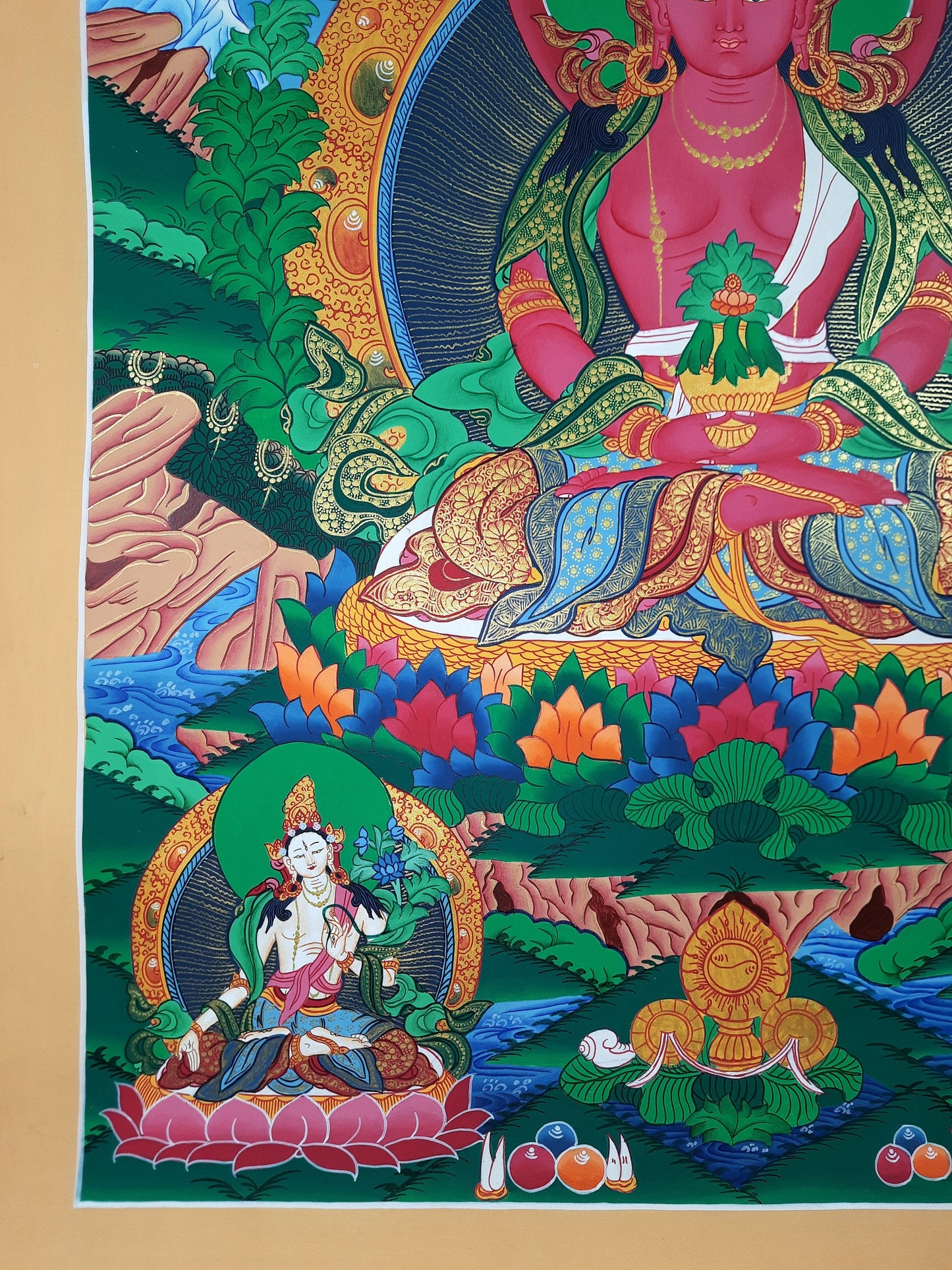 Hand Painted Buddha Thangka, Aparmita Amitayus, Tibetan Art