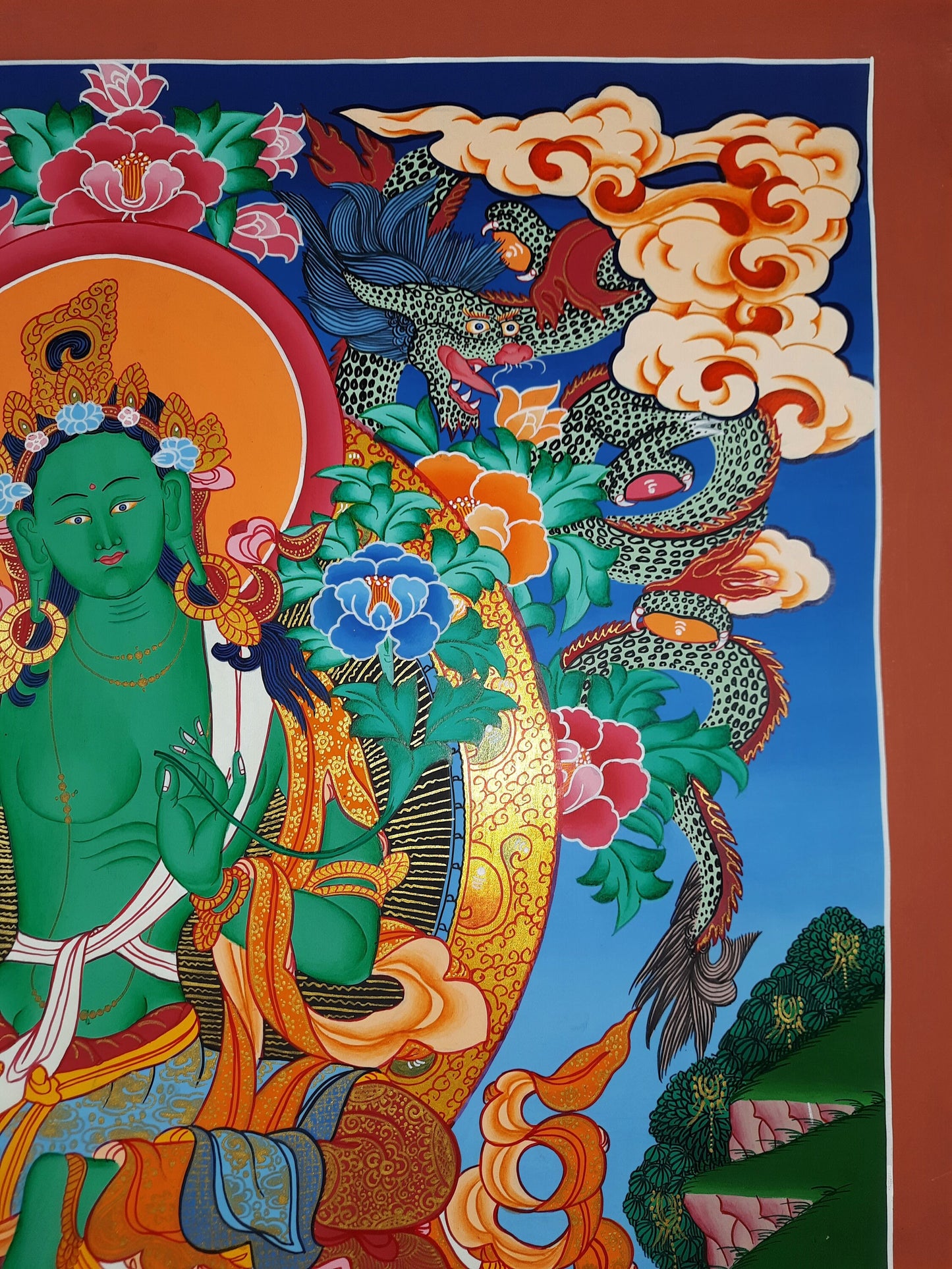 Original Hand-Painted Green Tara Thangka |  Masterpiece Painting | Tibetan Buddhist Art from Nepal