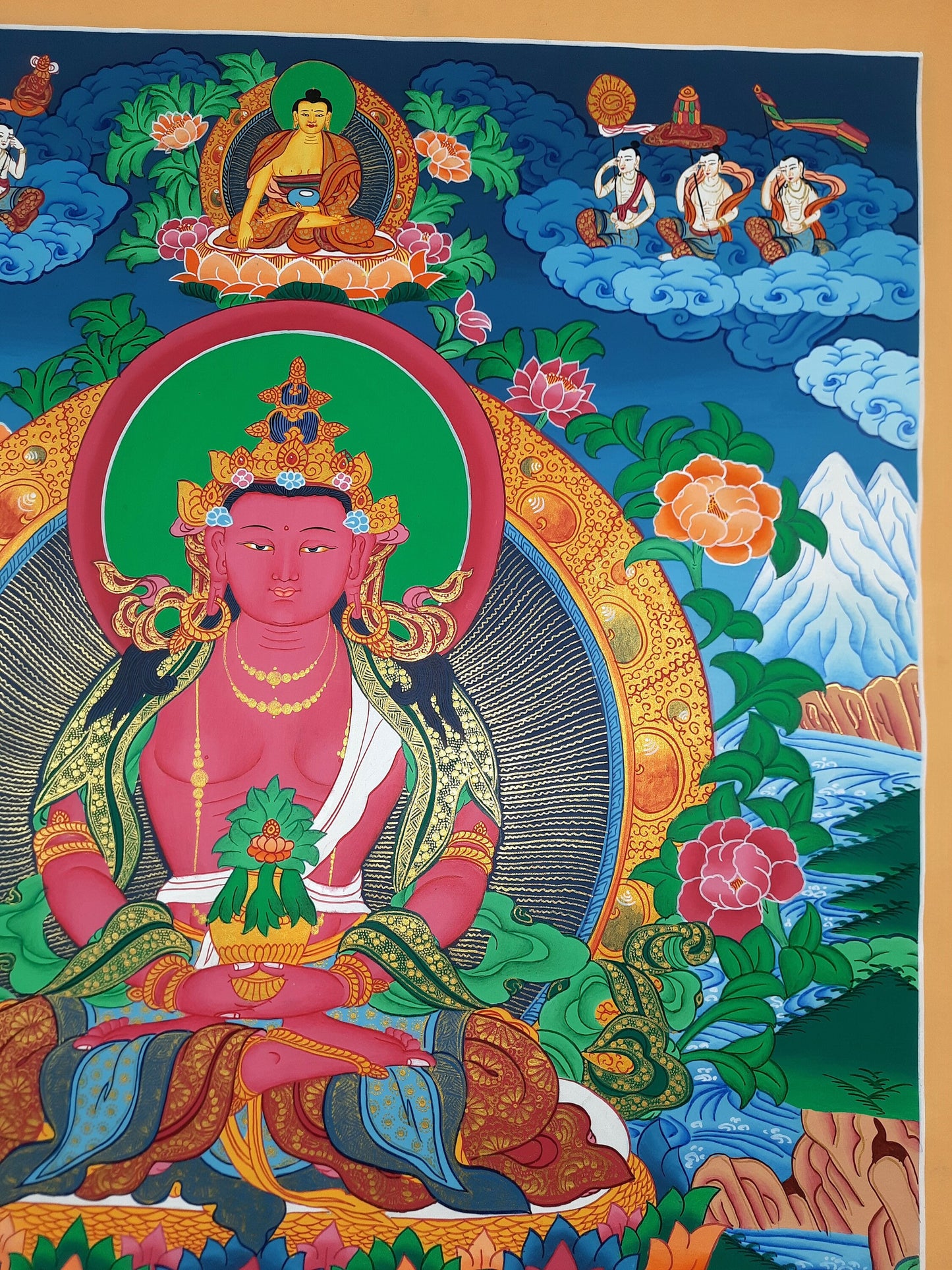 Hand Painted Buddha Thangka, Aparmita Amitayus, Tibetan Art