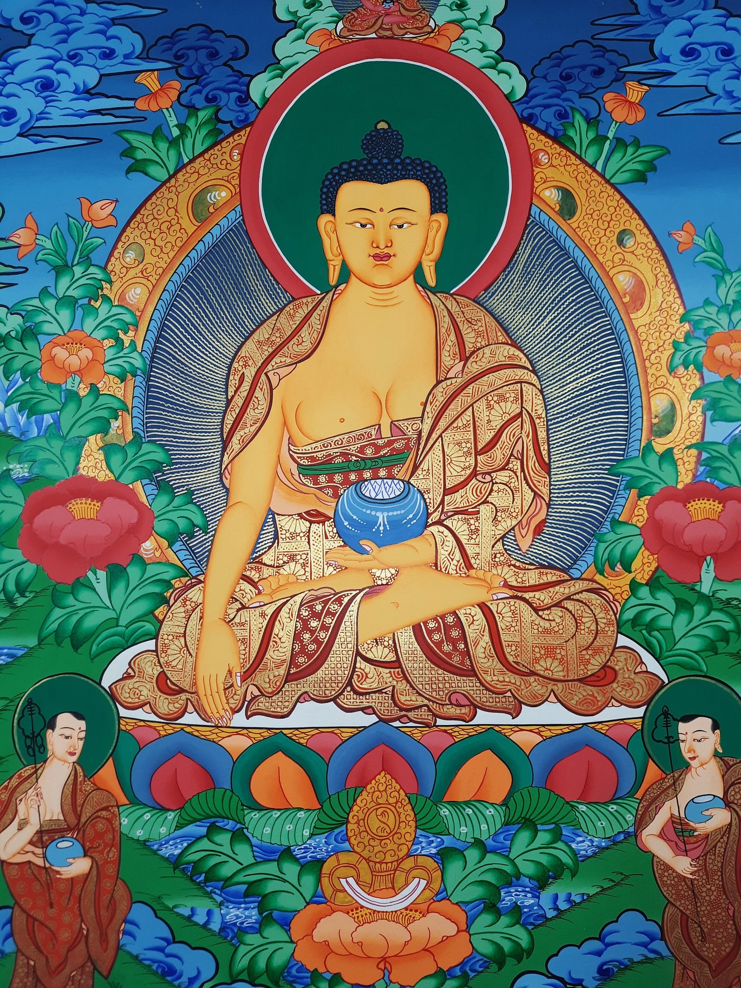 Hand-Painted Shakyamuni Buddha Thangka Painting: Nepali Wall Art