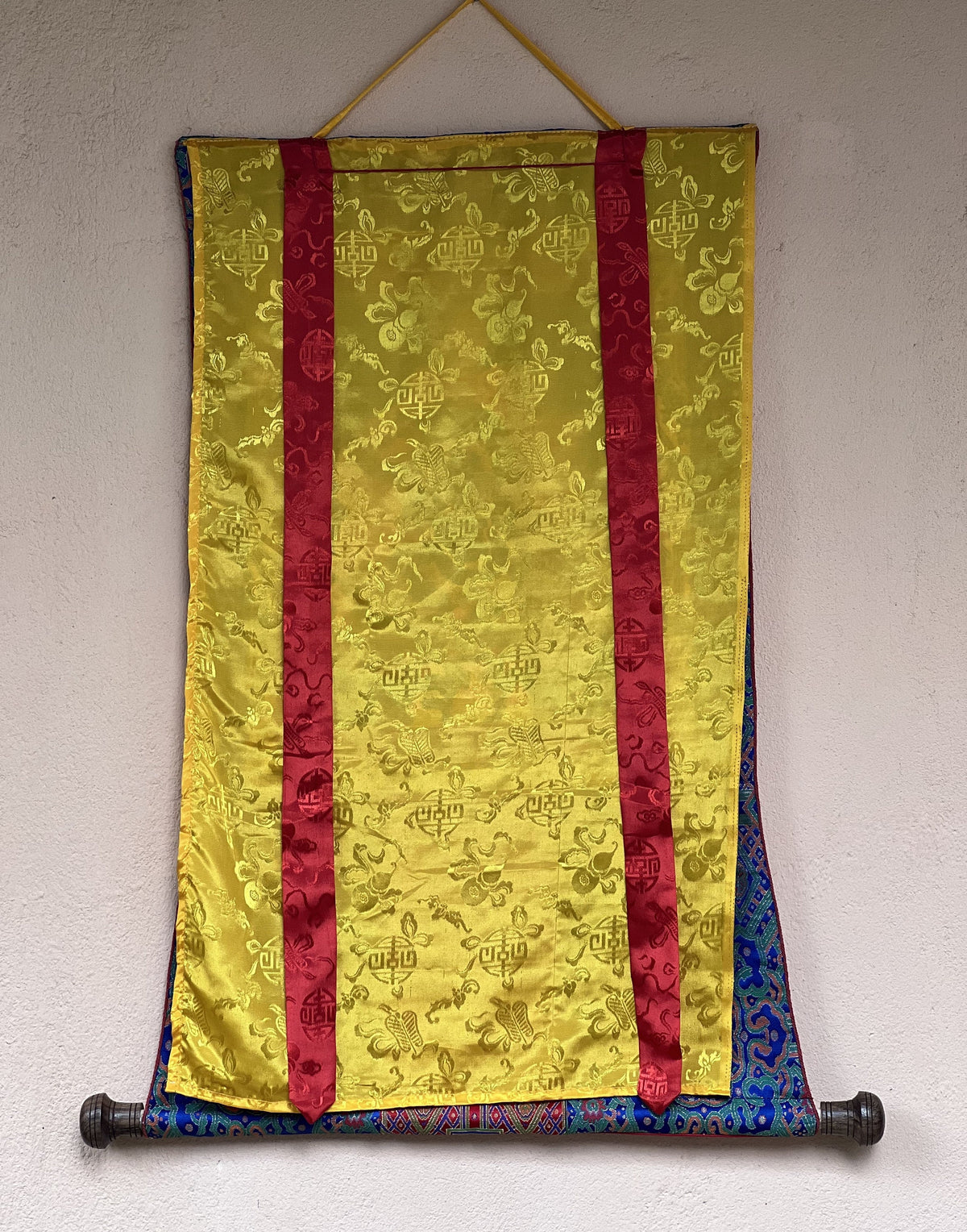 Hand-Painted Black Manjushri Thangka  Tibetan Buddhist Art- Silk Brocade Option Available