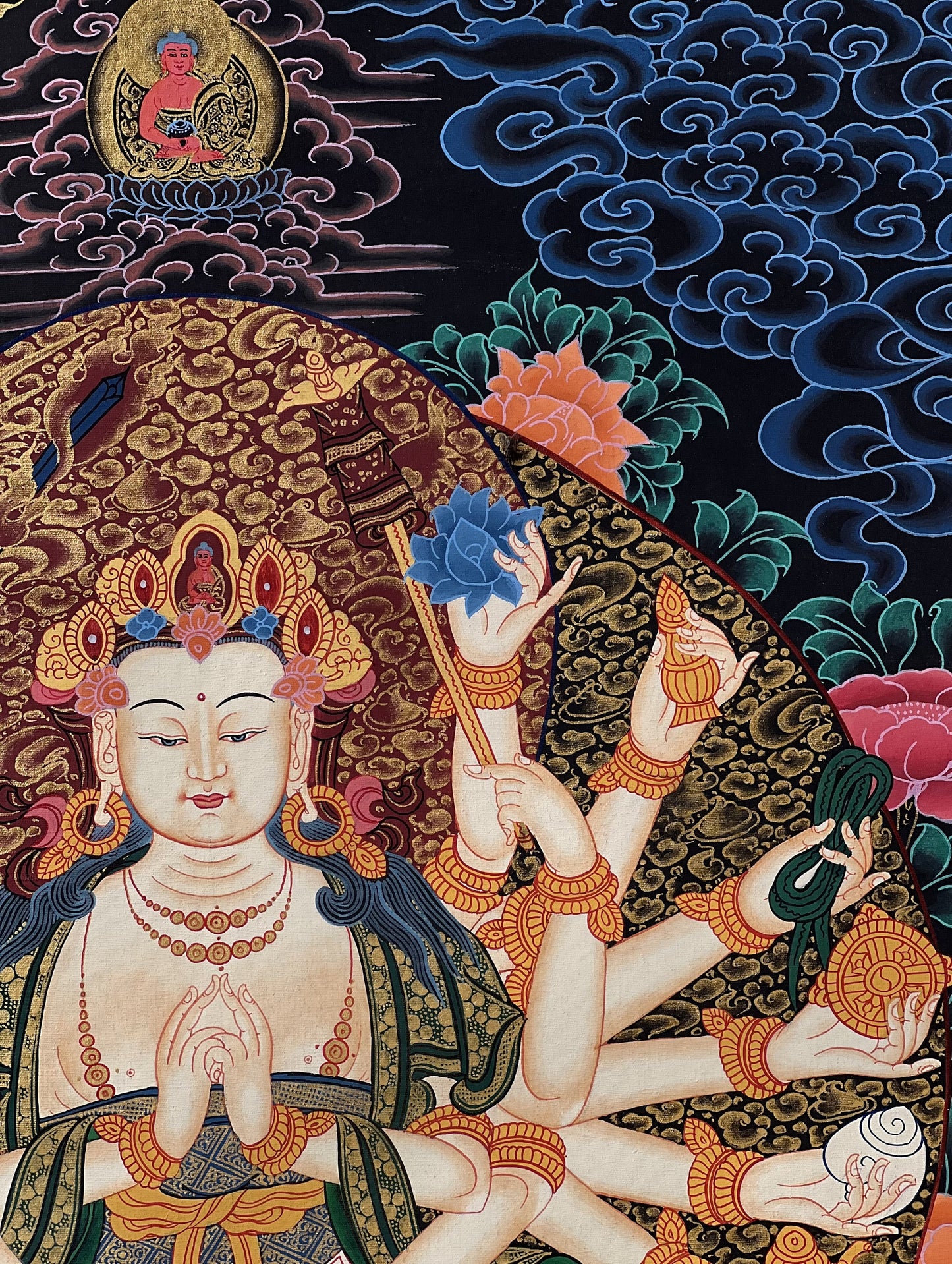 Hand-Painted Cundi Devi Thangka | Tibetan Buddhist Art