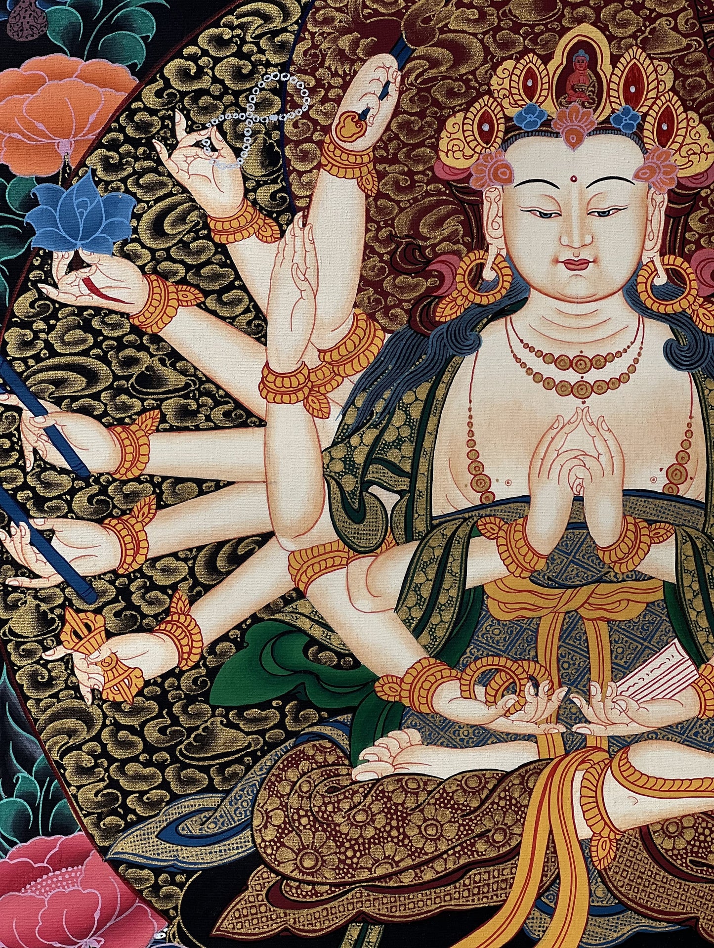 Hand-Painted Cundi Devi Thangka | Tibetan Buddhist Art