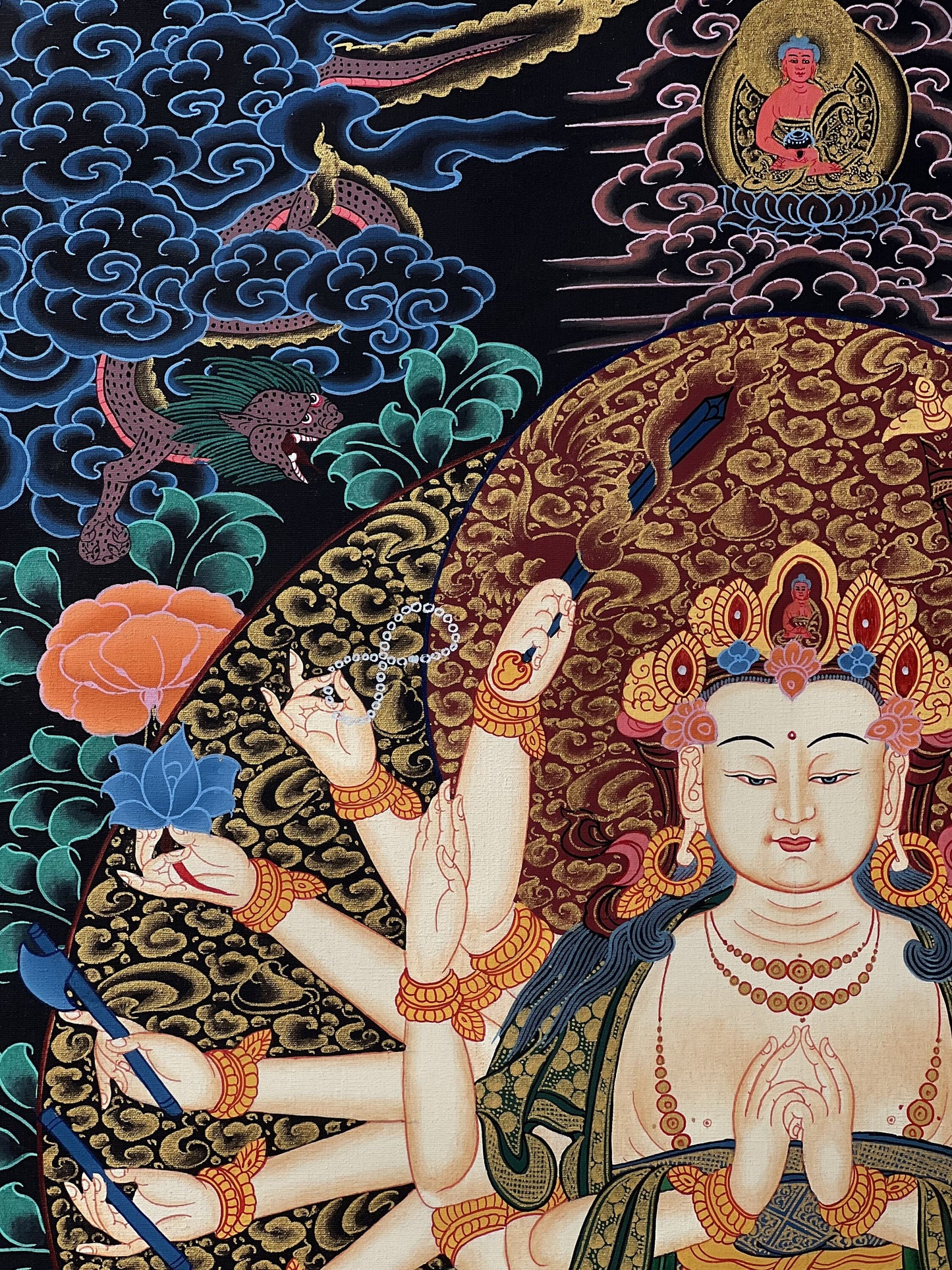 Hand-Painted Cundi Devi Thangka | Tibetan Buddhist Art