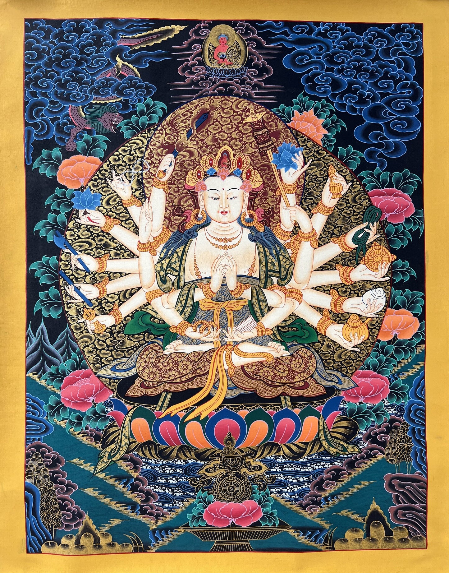 Hand-Painted Cundi Devi Thangka | Tibetan Buddhist Art