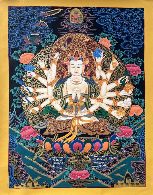 Hand-Painted Cundi Devi Thangka | Tibetan Buddhist Art