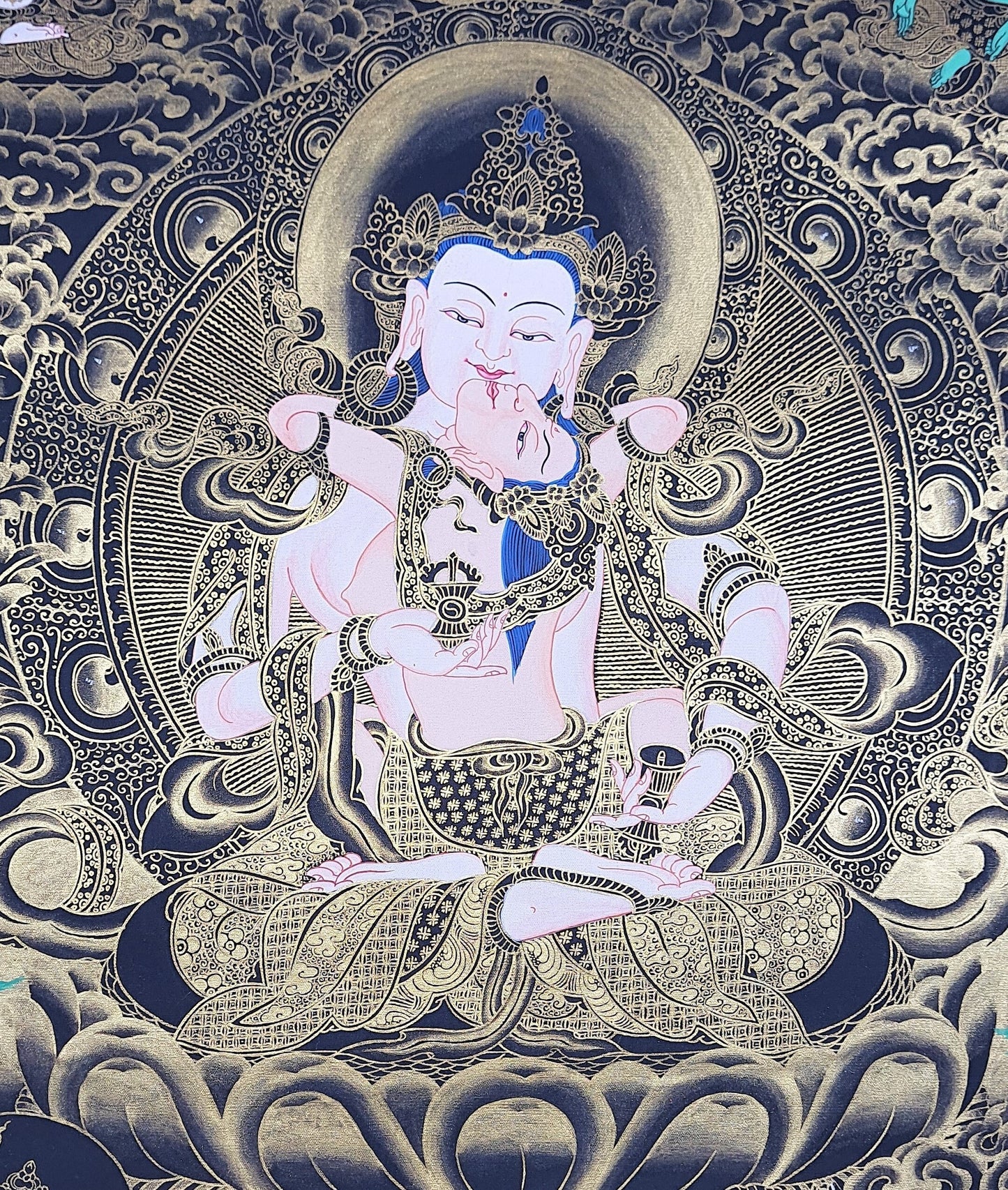 Hand-Painted Vajrasattva Thangka – Tibetan Buddhist Wall Hanging