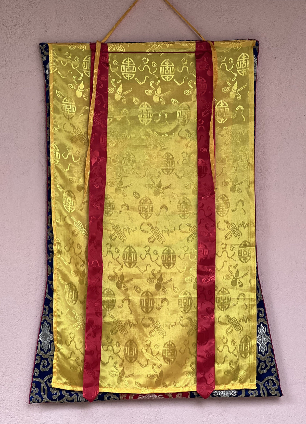 White Tara Thangka Painting, Buddhist Art with Silk Border