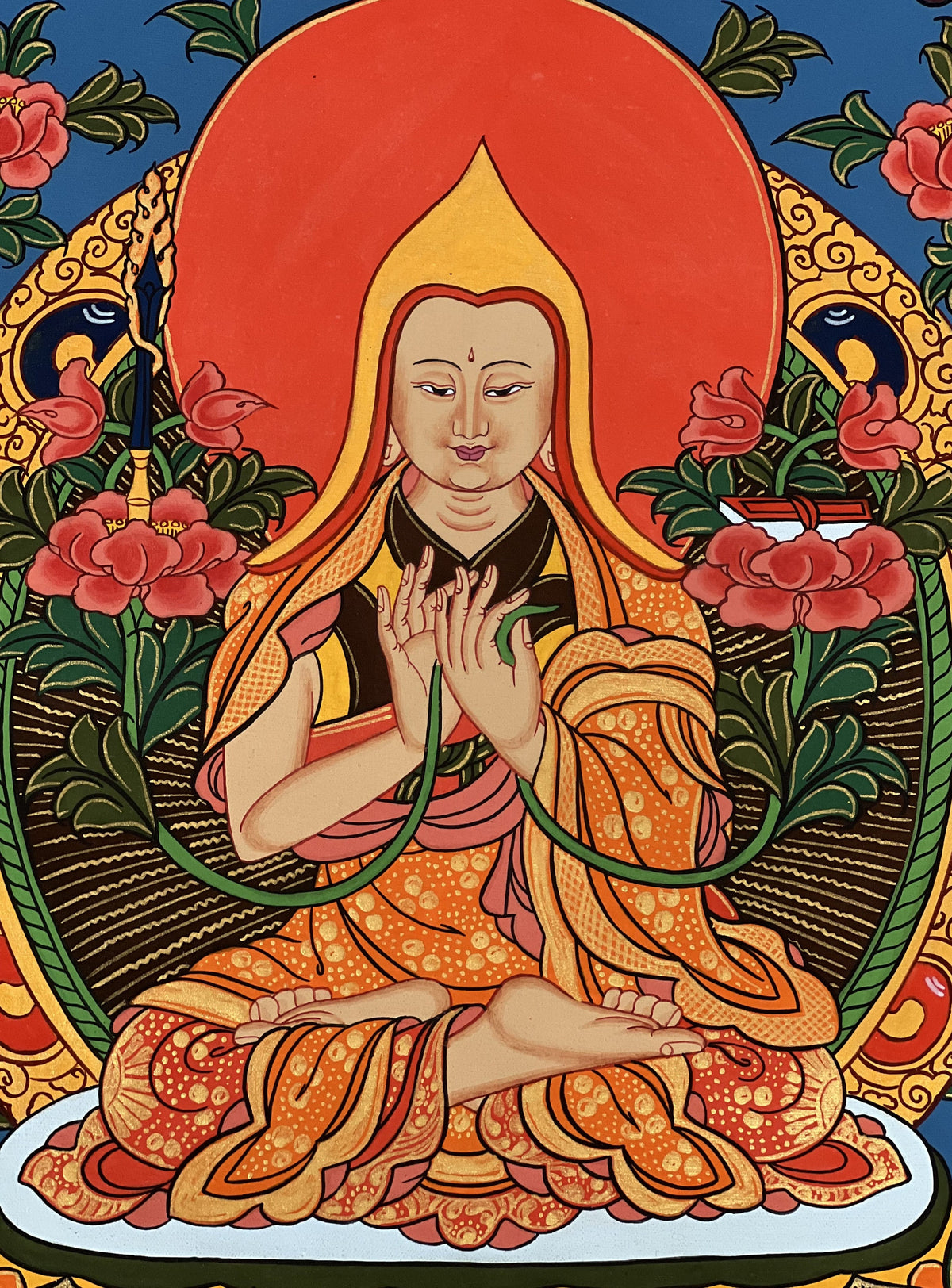 Tibetan Thangka Painting: Je Tsongkhapa Buddhist Art, Handmade