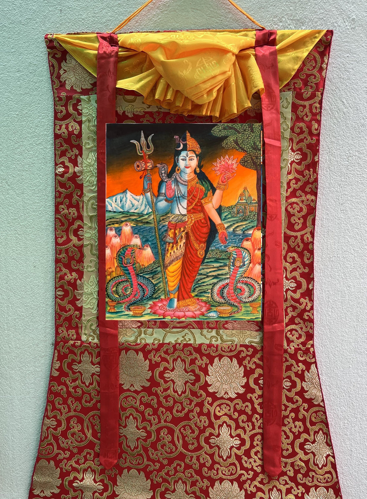 Ardhanarishvara, Purush and Prakriti, Shiva and Shakti, Newari Pauba, Pauva, Thangka Painting, Original Art