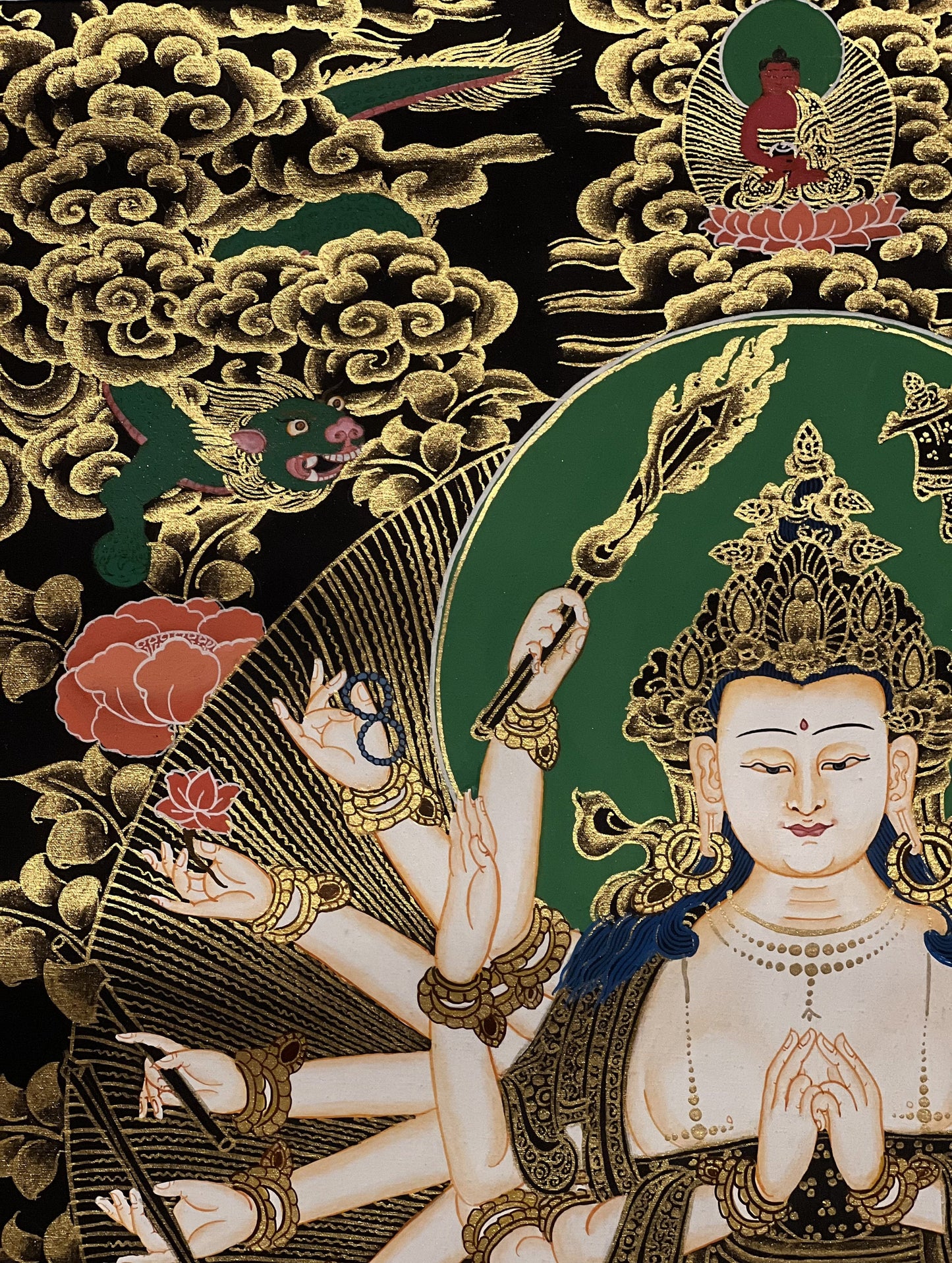 Hand-Painted Cundi Tibetan Thangka Painting: Mother Goddess Art