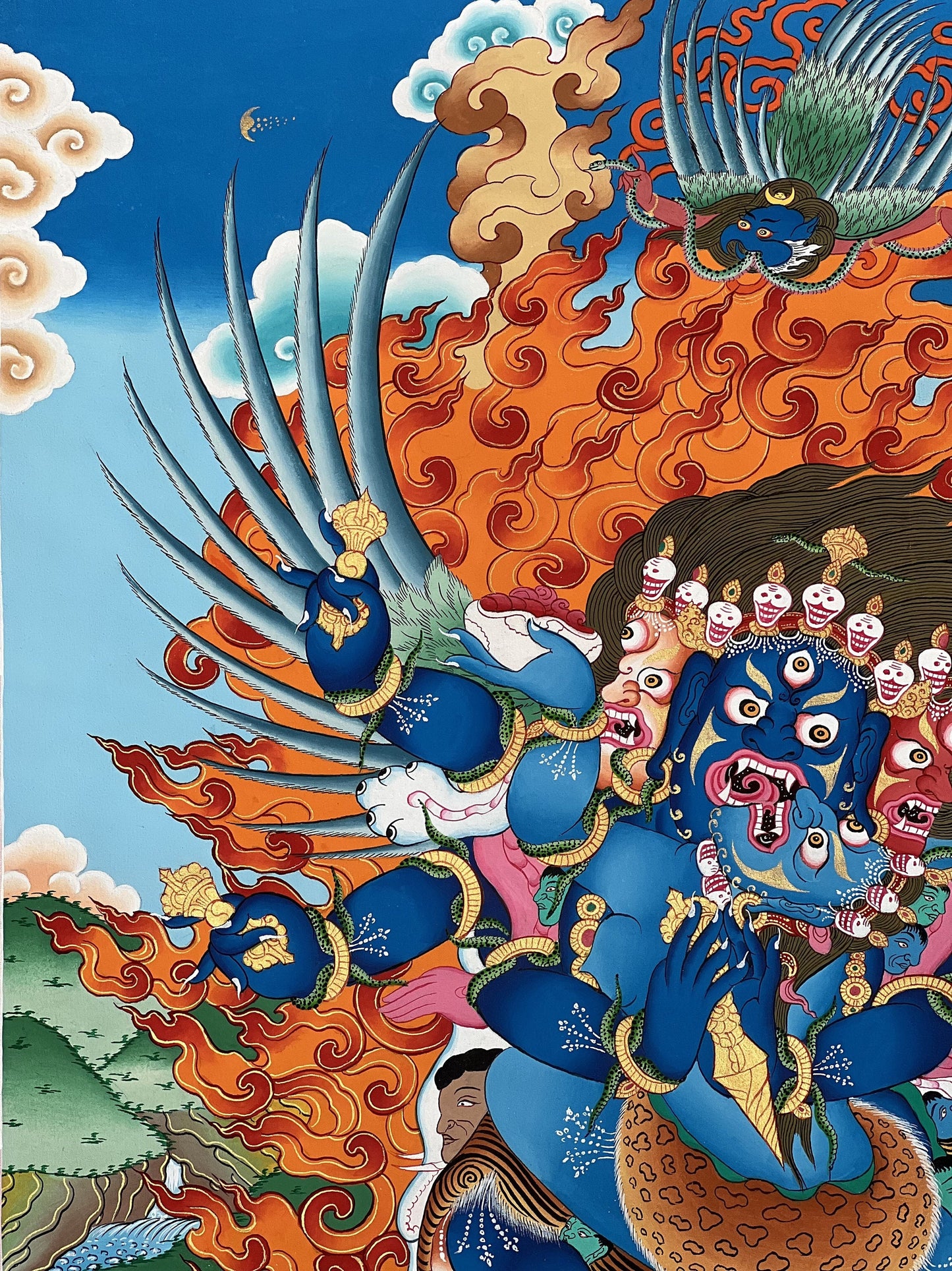 Hand-painted Vajrakilaya Thangka: Dorje Phurba, Tibetan Buddhist Art
