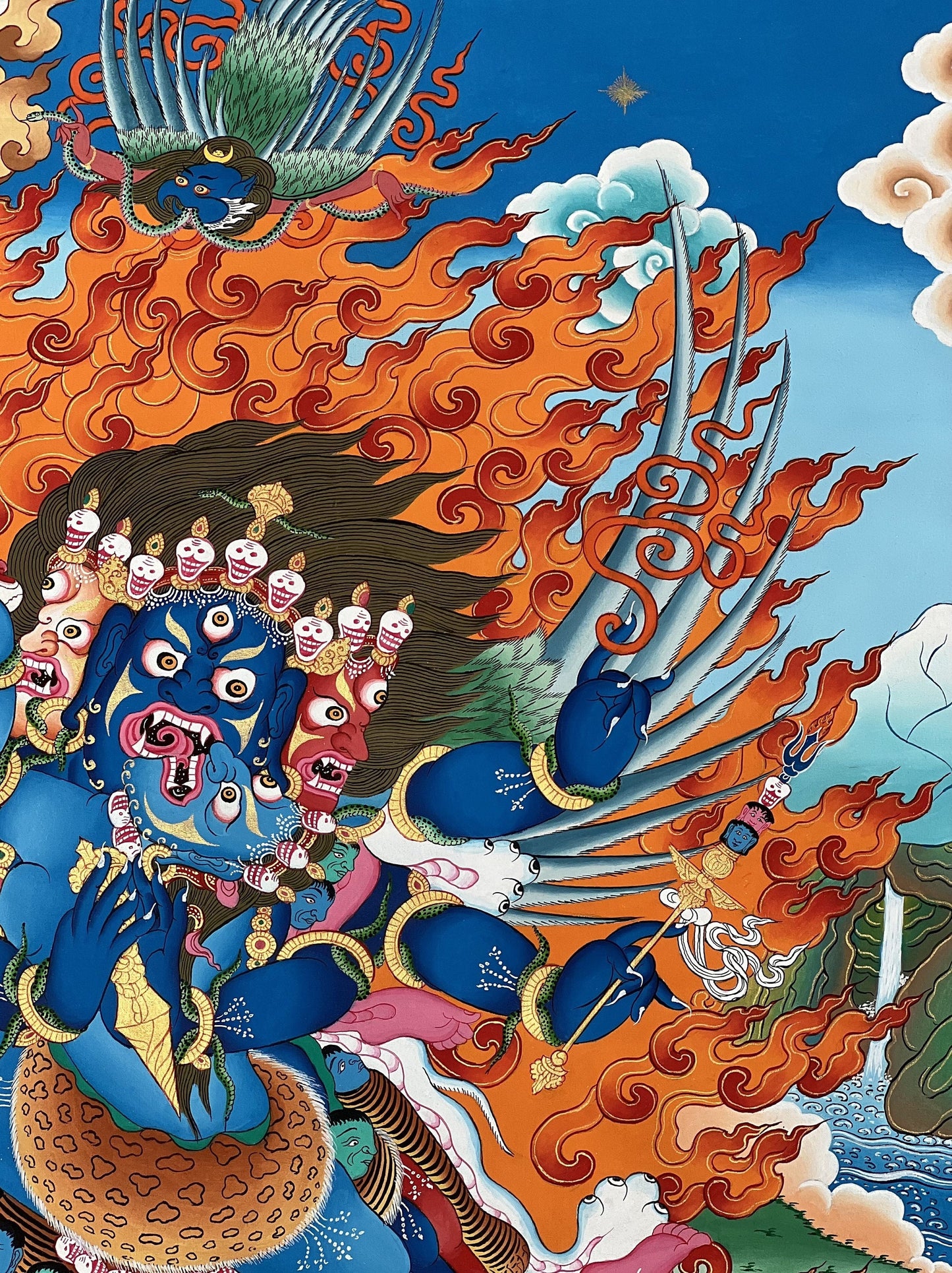 Hand-painted Vajrakilaya Thangka: Dorje Phurba, Tibetan Buddhist Art