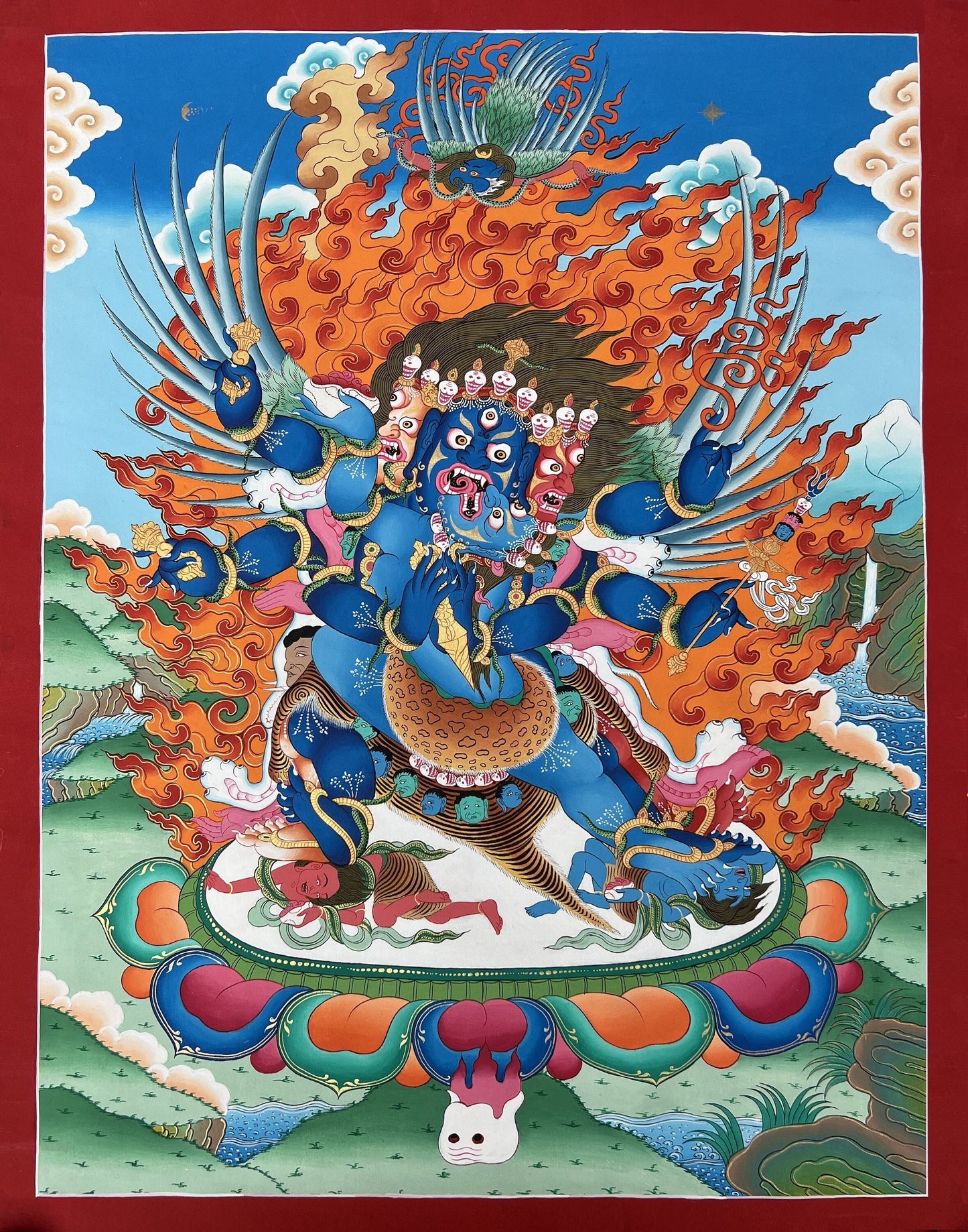Hand-painted Vajrakilaya Thangka: Dorje Phurba, Tibetan Buddhist Art