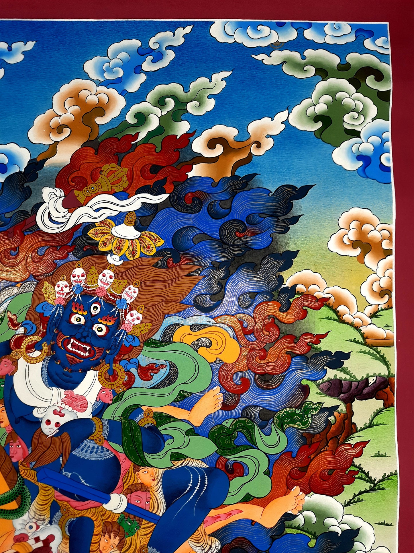 Hand-Painted Palden Lhamo Thangka: Tibetan Buddhist Art