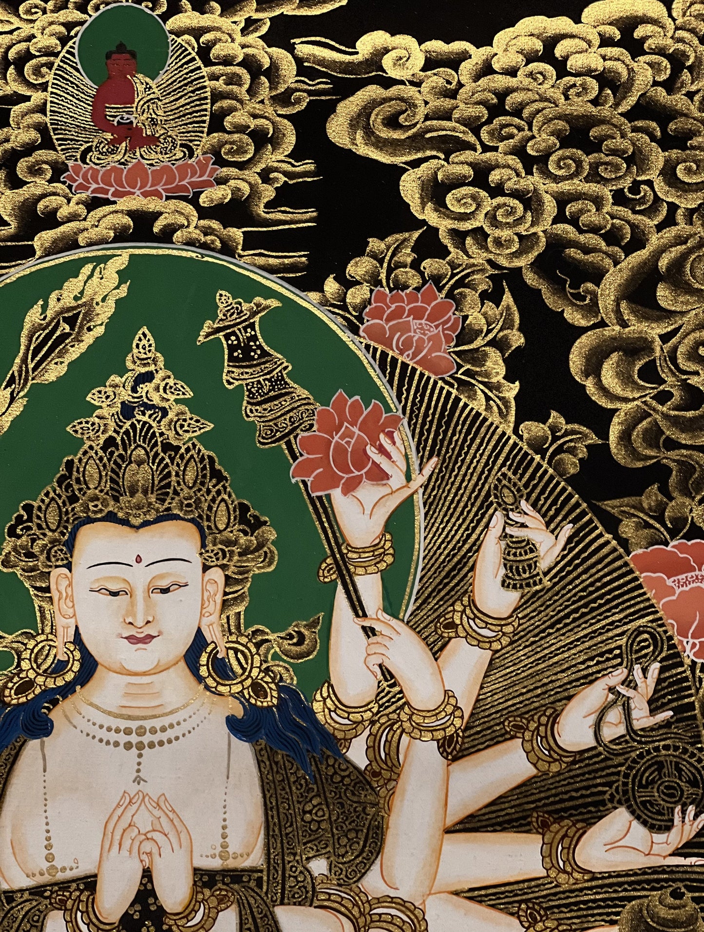 Hand-Painted Cundi Tibetan Thangka Painting: Mother Goddess Art