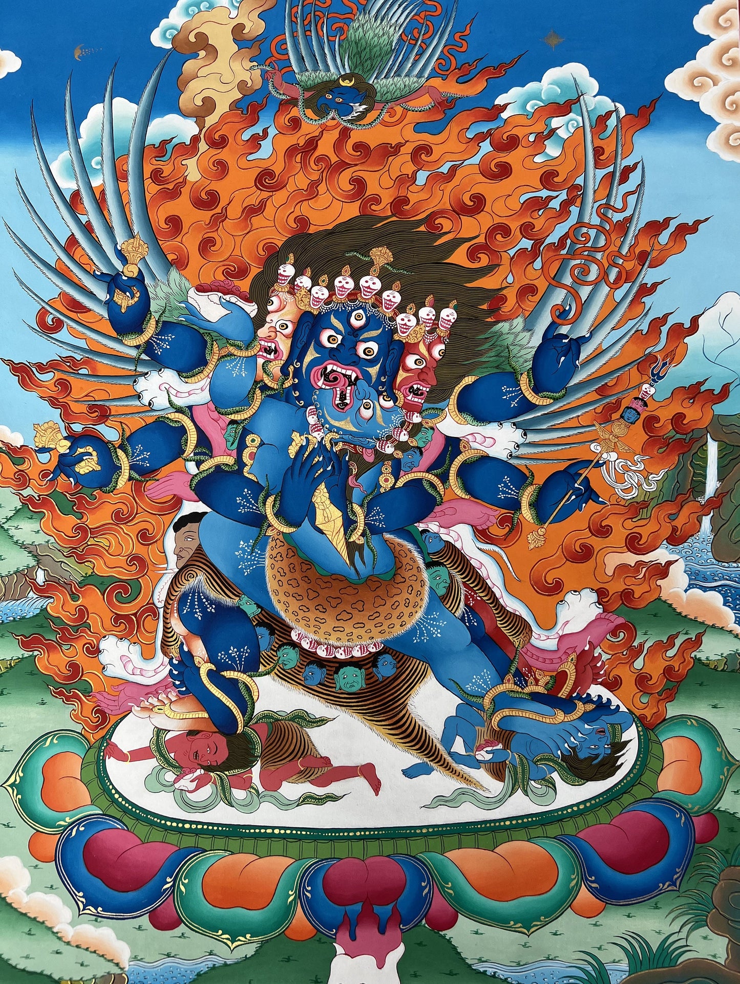 Hand-painted Vajrakilaya Thangka: Dorje Phurba, Tibetan Buddhist Art