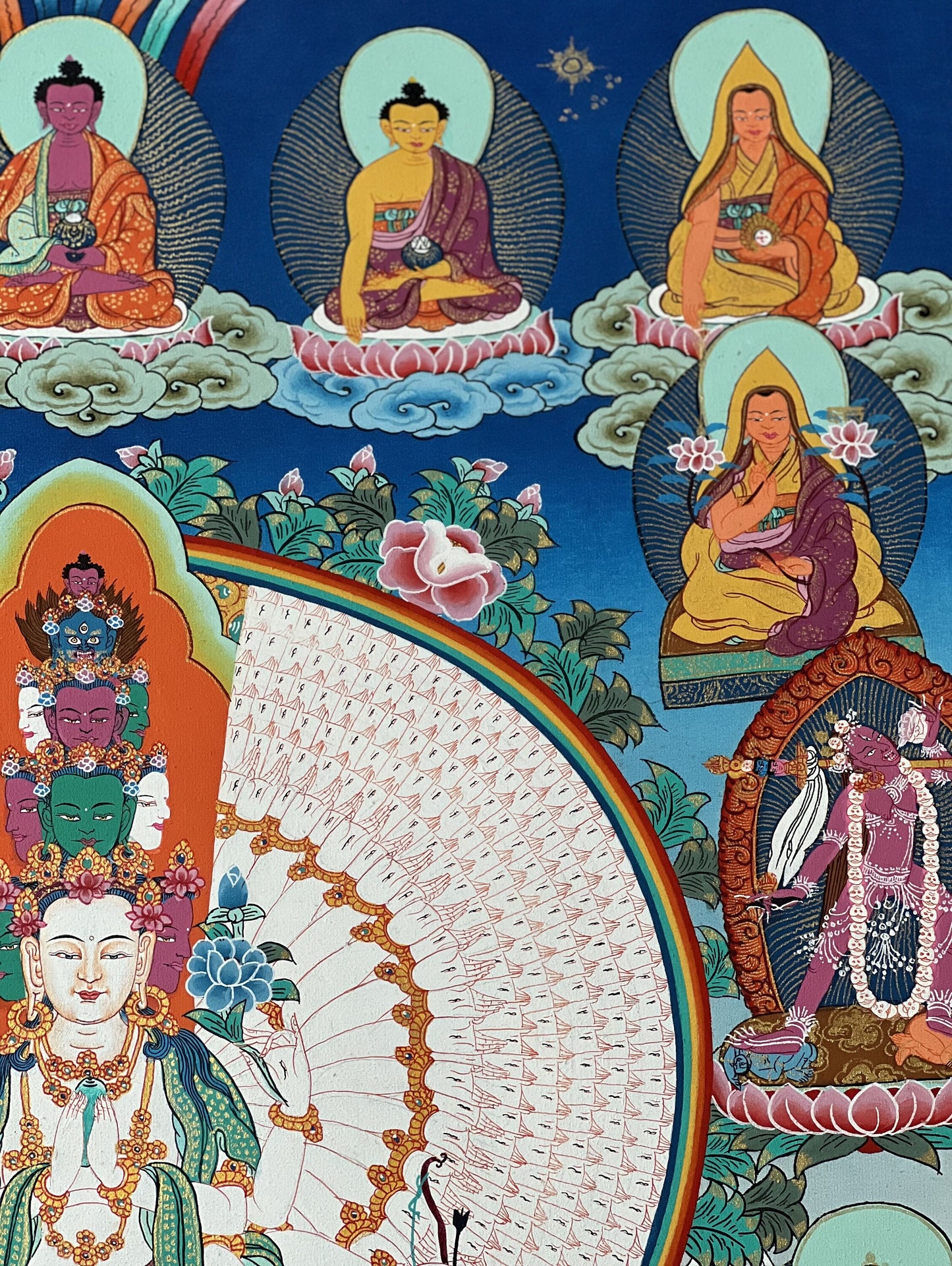 1000-Armed Avalokiteshvara Thangka | Hand-Painted Chenrezig Compassion Art