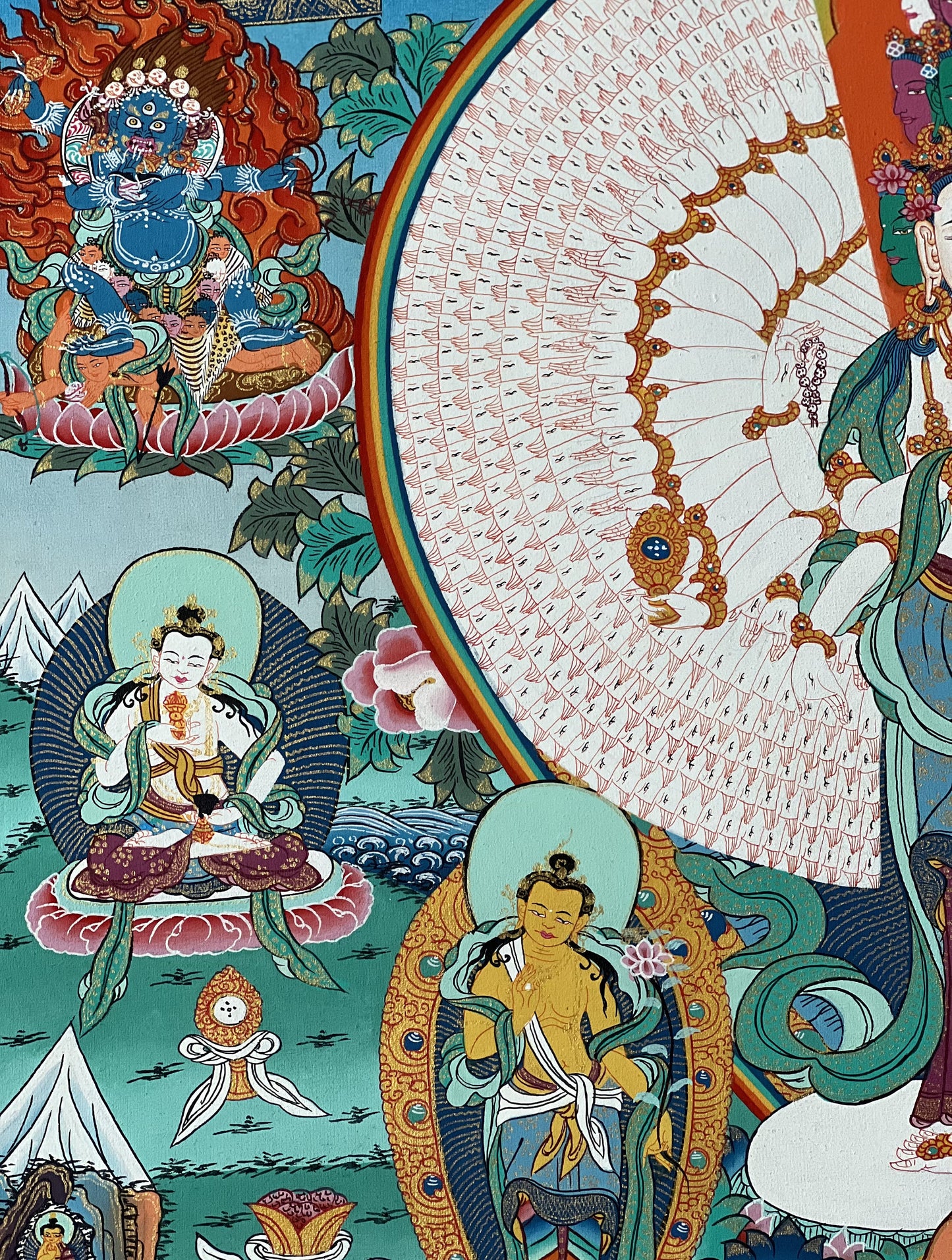 1000-Armed Avalokiteshvara Thangka | Hand-Painted Chenrezig Compassion Art