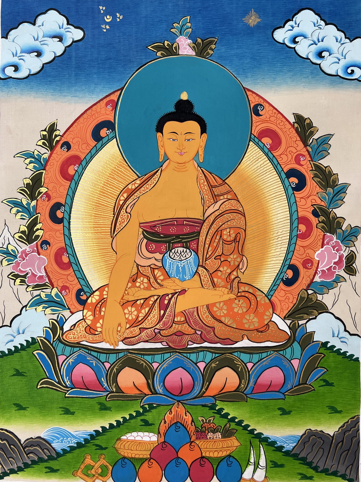 Shakyamuni Buddha Thangka Painting, Tibetan Meditation Art