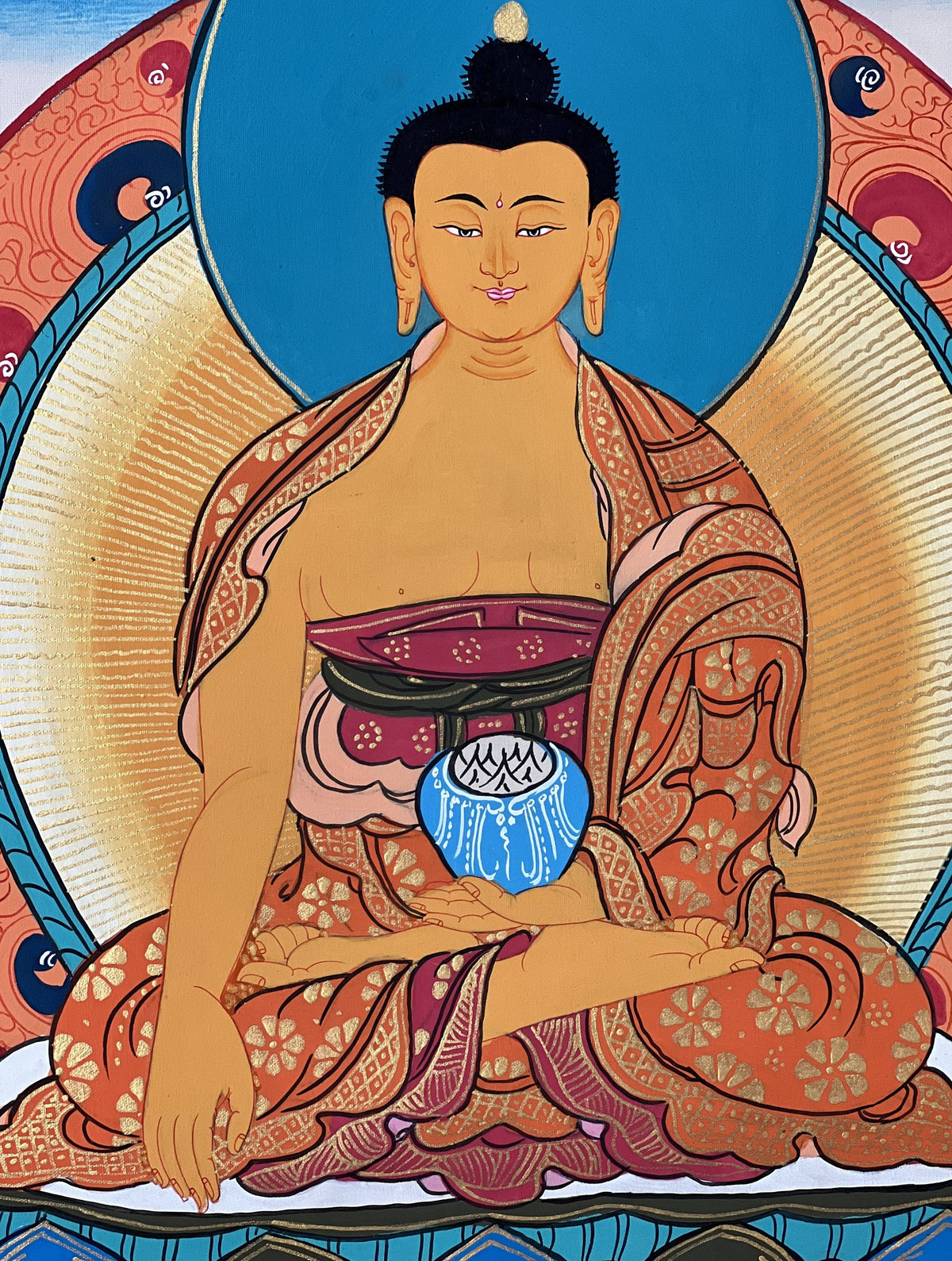 Shakyamuni Buddha Thangka Painting, Tibetan Meditation Art
