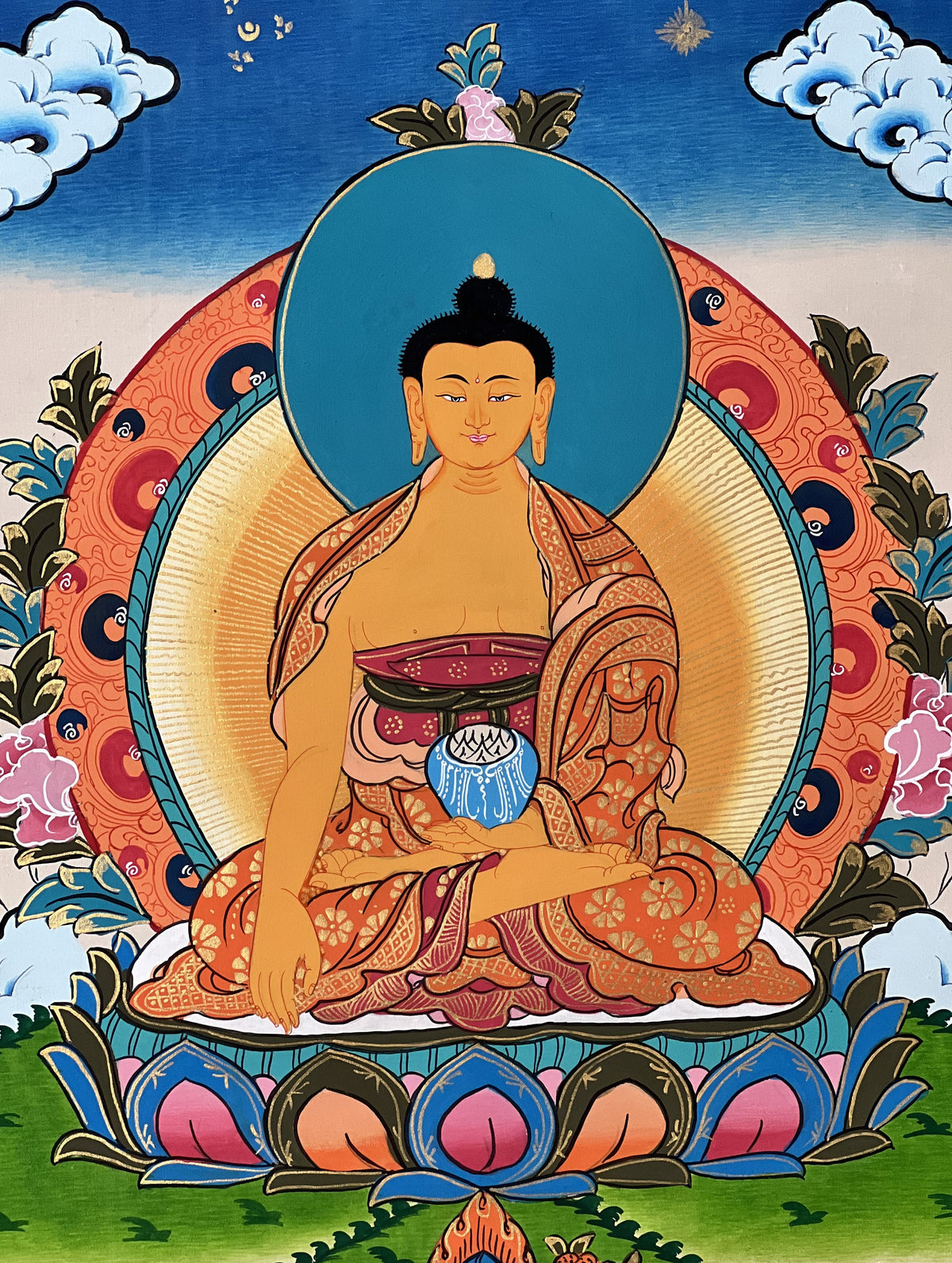 Shakyamuni Buddha Thangka Painting, Tibetan Meditation Art