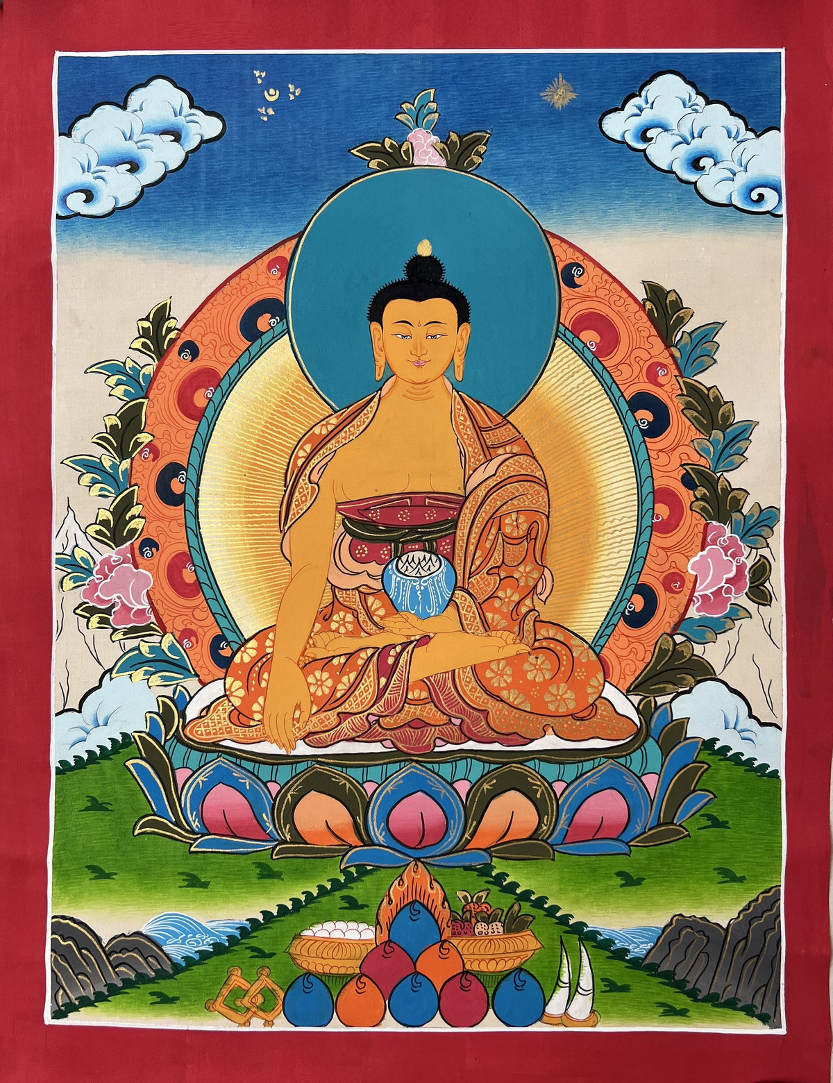 Shakyamuni Buddha Thangka Painting, Tibetan Meditation Art