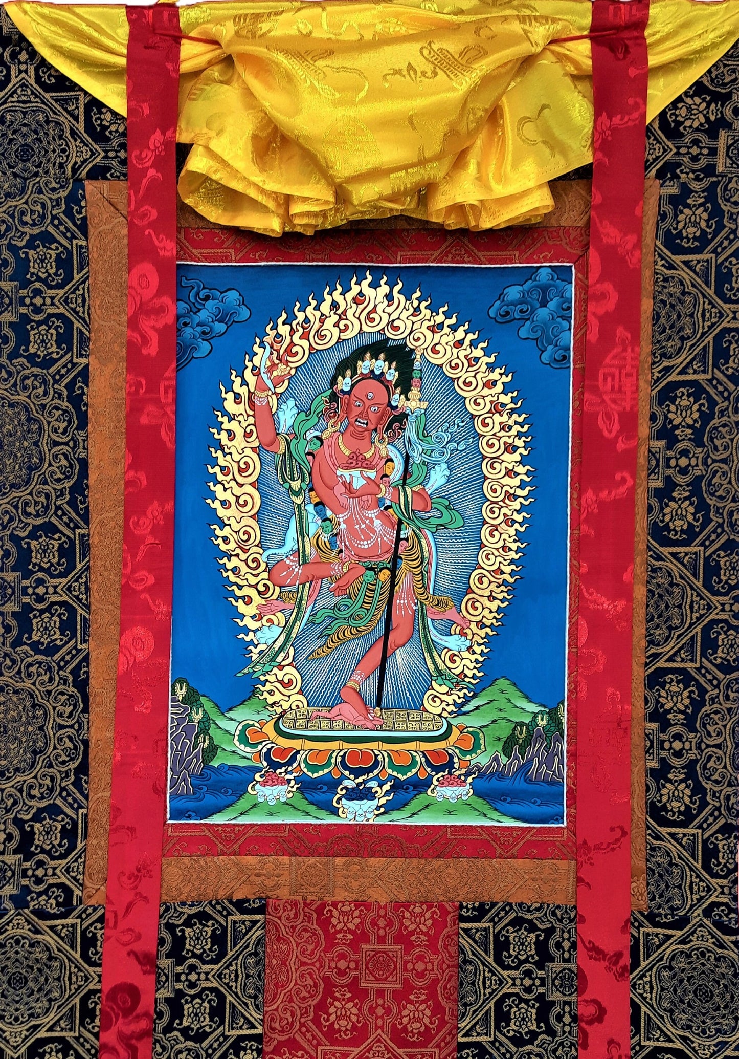 Hand-Painted Vajravarahi Thangka Painting with Silk Frame