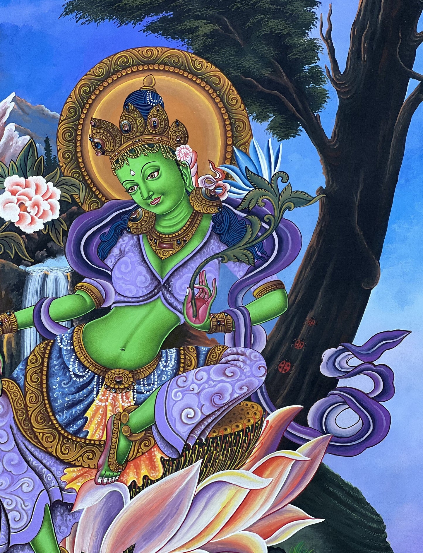 Original Green Tara Newari Paubha Thangka | Hand-Painted Masterpiece | Traditional Nepalese Art | Mother of Liberation