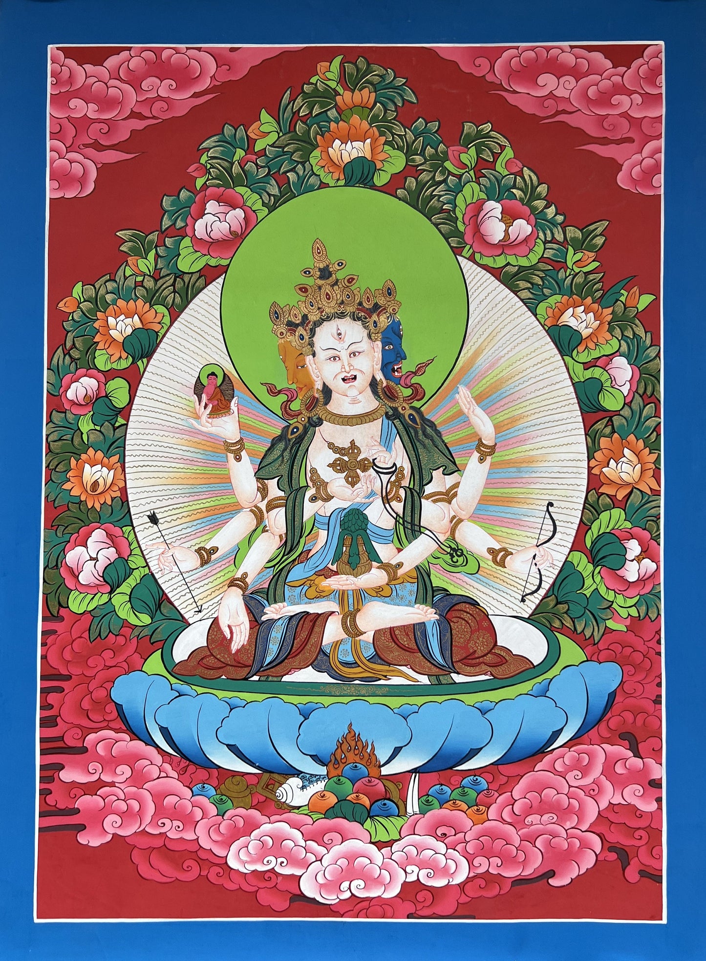 Hand painted Original NAMGYALMA / Female  Bodhisattva / Masterpiece Painting Tibetan Thangka  / Thangka / Compassion Meditation