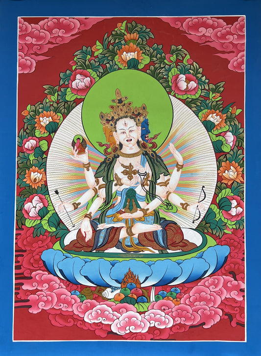 Hand painted Original NAMGYALMA / Female  Bodhisattva / Masterpiece Painting Tibetan Thangka  / Thangka / Compassion Meditation