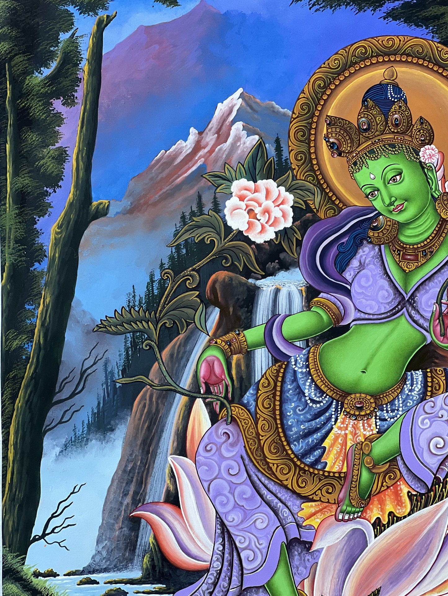 Original Green Tara Newari Paubha Thangka | Hand-Painted Masterpiece | Traditional Nepalese Art | Mother of Liberation