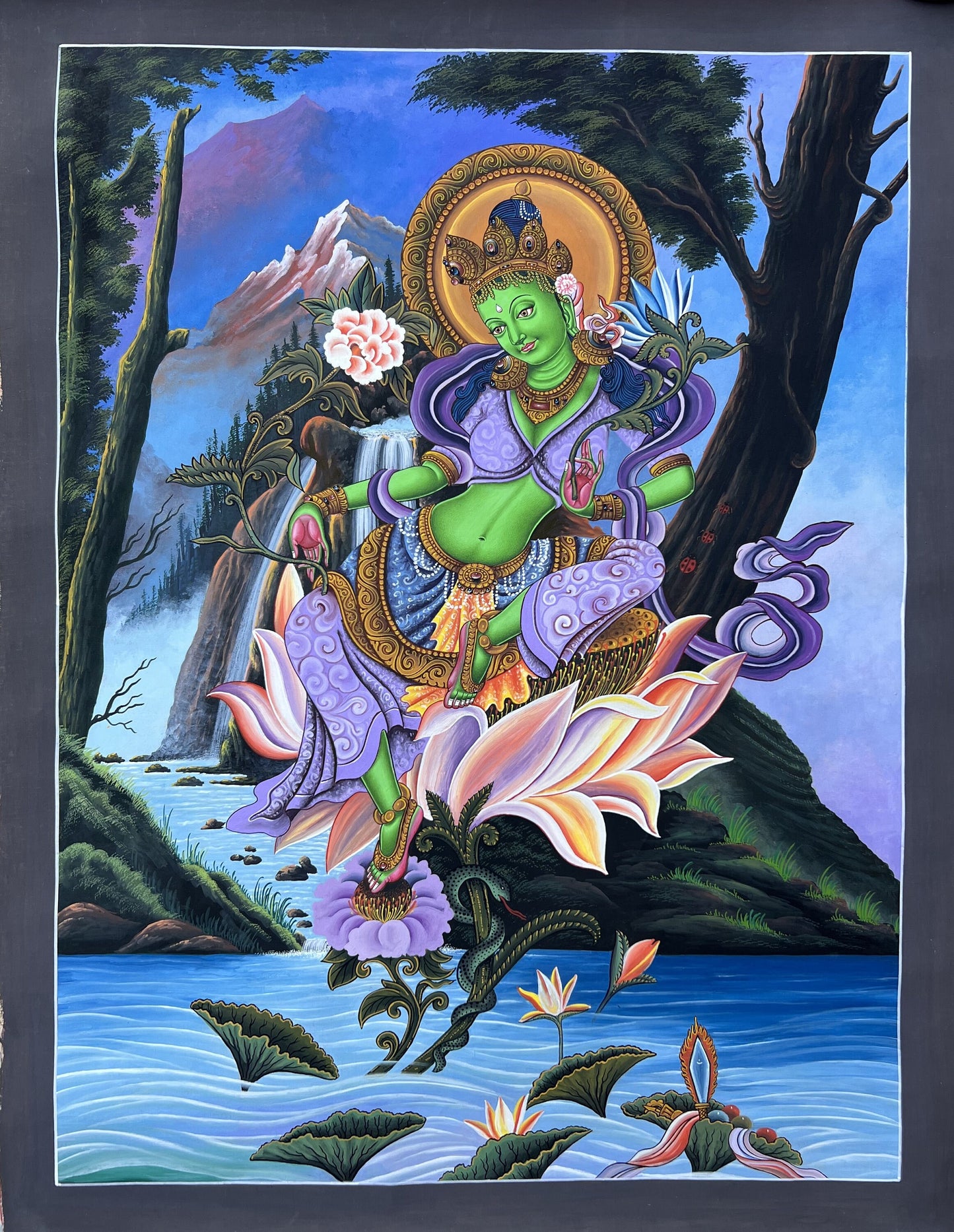 Original Green Tara Newari Paubha Thangka | Hand-Painted Masterpiece | Traditional Nepalese Art | Mother of Liberation